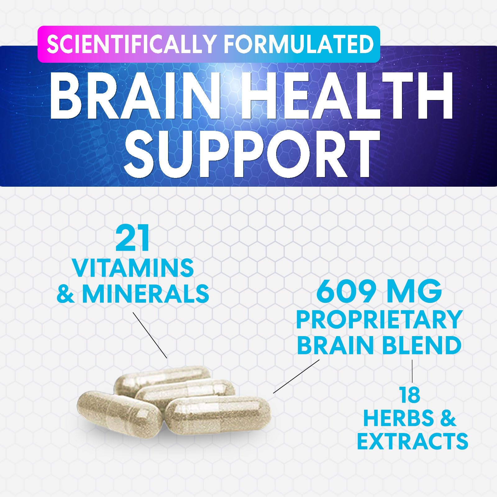 Brain Memory Supplement - 3X Strength Nootropics for Concentration, Clarity & Focus Support - Brain Health Cognitive Vitamins with Bacopa, Phosphatidylserine & DMAE, Brain Booster Pills, 60 Capsules Nature's Peak Au supplements