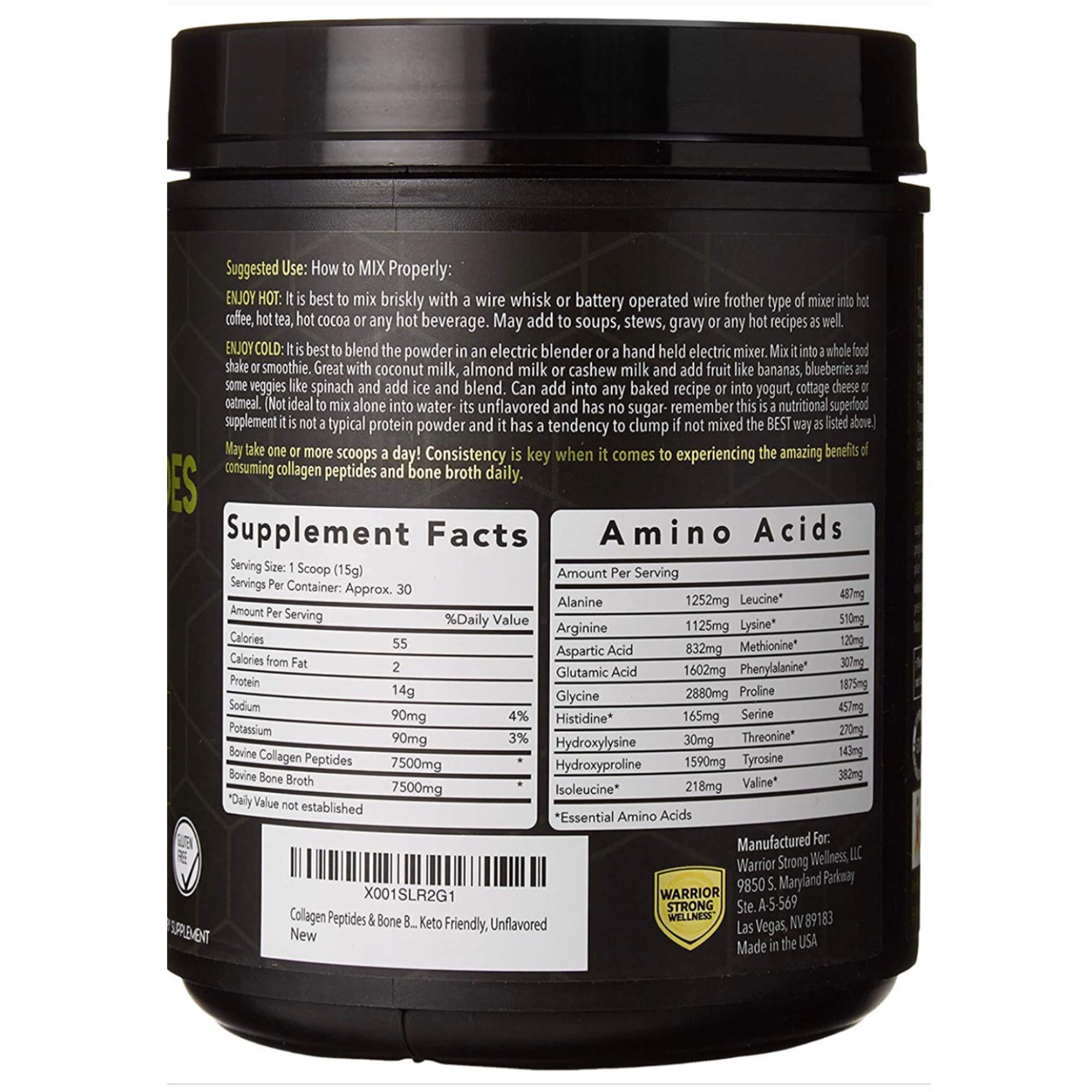 Warrior Strong Wellness Premium Collagen Peptides Bone Broth: Grass Fed Hydrolyzed Warrior Strong Wellness Au supplements