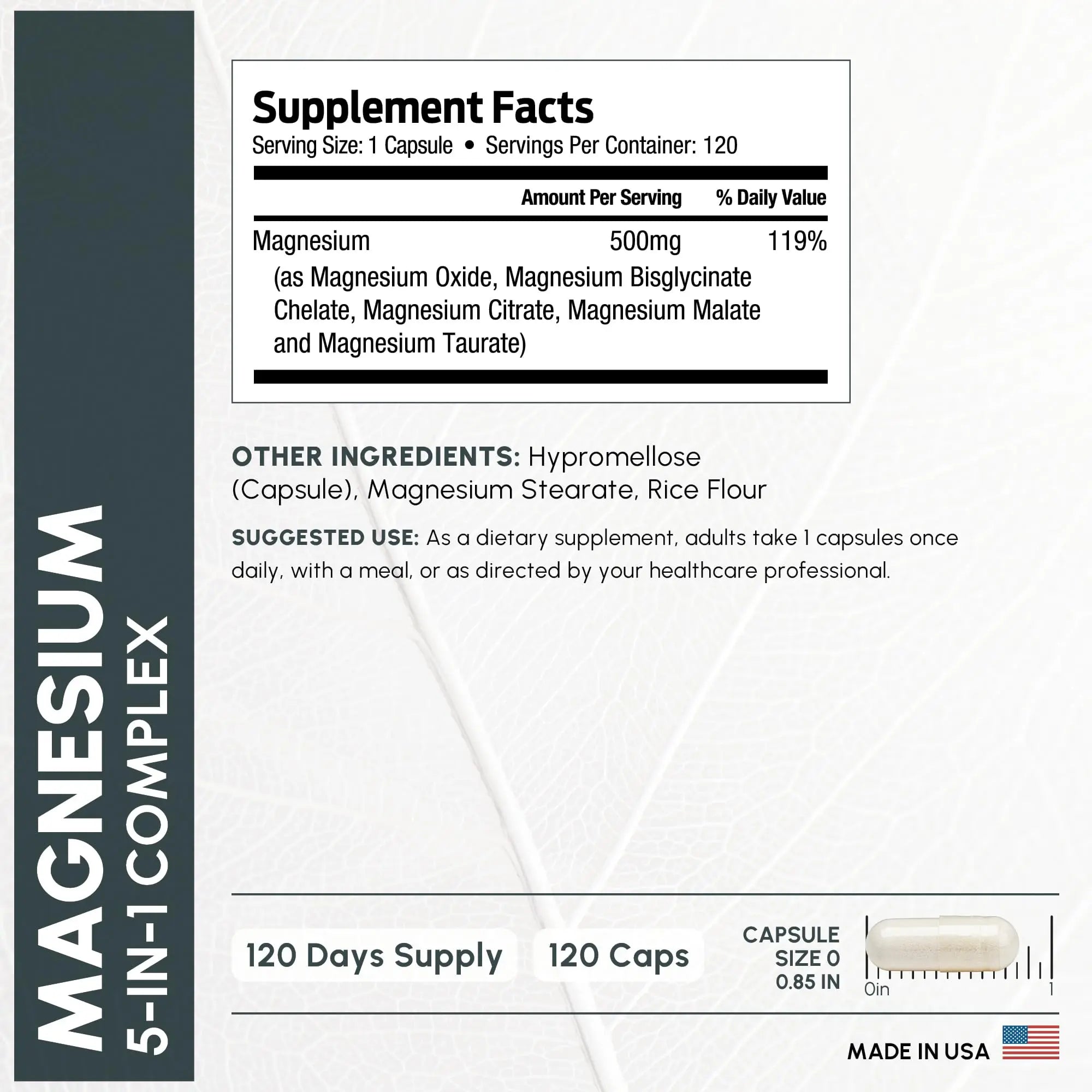 ForestLeaf Magnesium Complex for Women and Men - 500mg Magnesium Supplement for Sleep - 5-in-1 Chelated Magnesium Citrate, Bisglycinate, Malate, Taurate, Oxide (120 Ct) ForestLeaf Au supplements