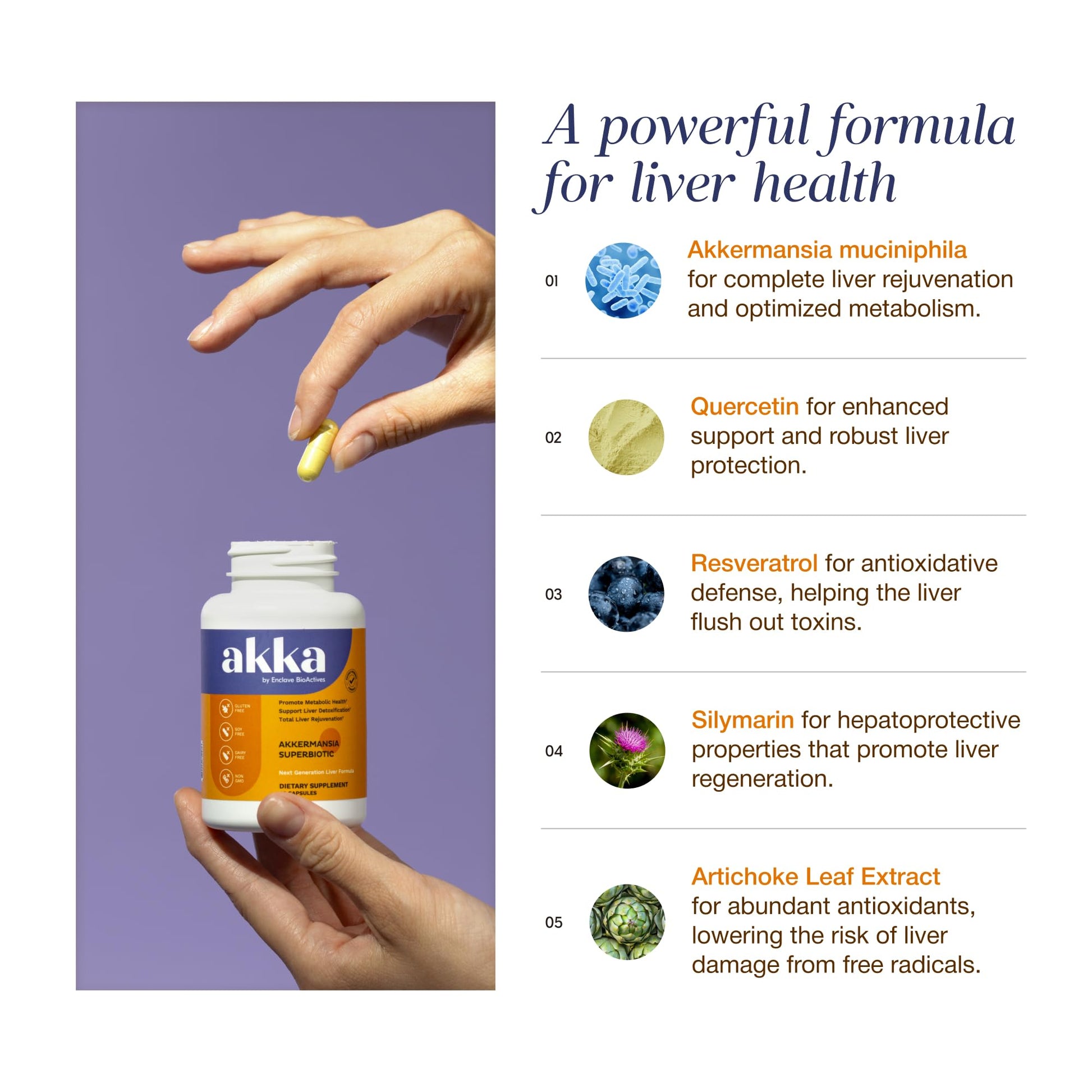 AKKA Premium Liver Cleanse Detox & Repair Superbiotic - Supports Liver Health & Function, Boosts Energy, Digestion & Metabolism with Bioavailable Pasteurized Akkermansia, Non-GMO, Gluten-Free, 60 Caps AKKA Au supplements