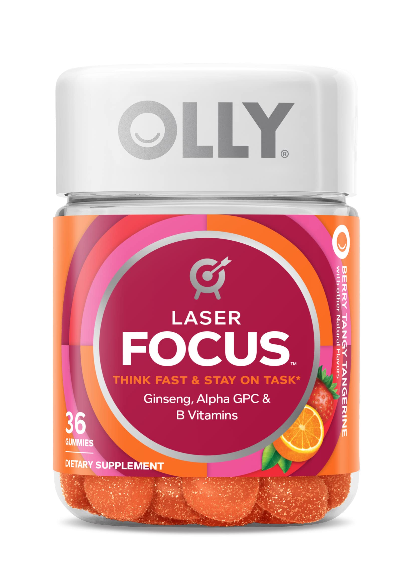 OLLY Laser Focus Gummy, Ginseng, Alpha GPC, B Vitamins, Berry Tangerine Flavor OLLY Au supplements