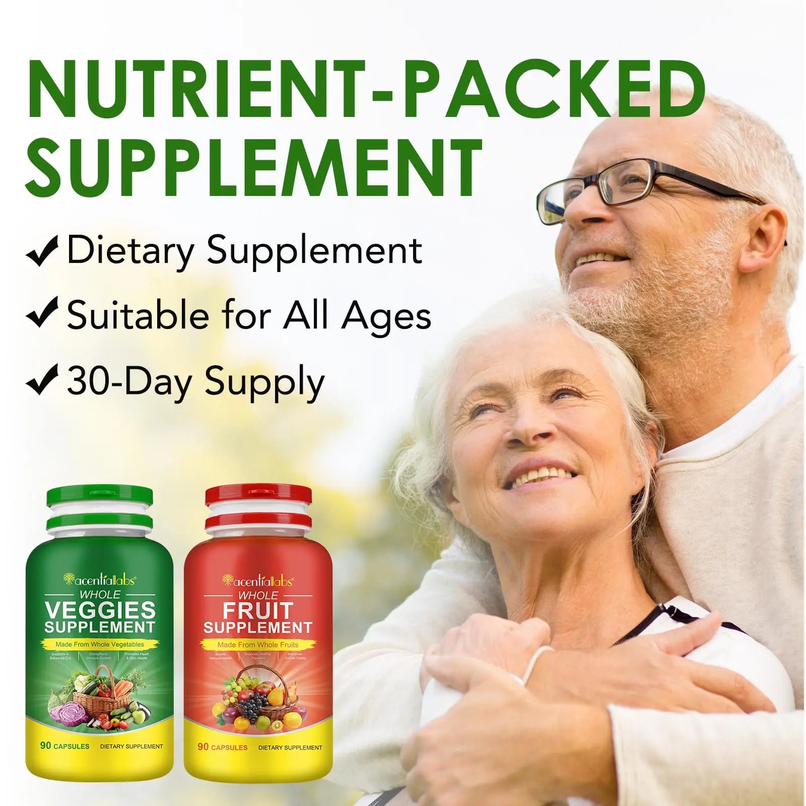 Fruit & Veggies Capsules | Daily Fruit & Vegetable Blend | 2 Bottles – 180 Vegetarian Capsules | Plant-Based Superfood Formula | Non-GMO, Gluten Free Generic Au supplements