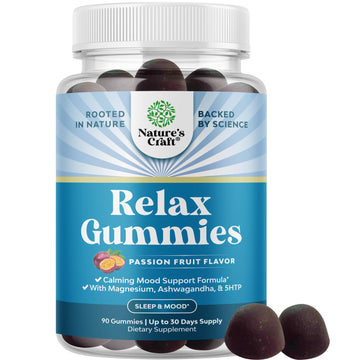 Pure Calm and Relaxing Magnesium Supplement - Magnesium for Stress Support & Rest Ease for Adults - High Absorption Mg Citrate Gummies with L Theanine & Ashwagandha for Muscle Cramps - 90 Count Natures Craft Au supplements
