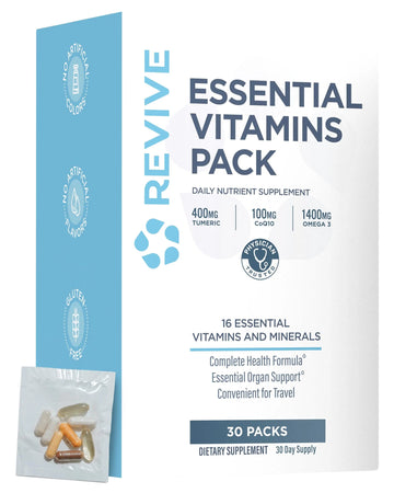 Revive MD Essential Vitamin Packs for Men & Women – Daily Multivitamin Packets with Arjuna & Turmeric Extract – Supports Heart, Joint & Organ Health Revive Au supplements