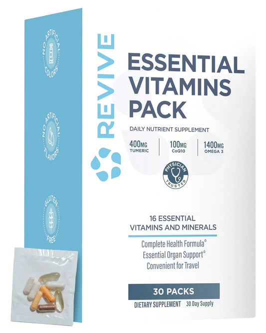 Revive MD Essential Vitamin Packs for Men & Women – Daily Multivitamin Packets with Arjuna & Turmeric Extract – Supports Heart, Joint & Organ Health ReviveAU supplements