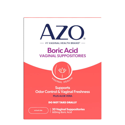AZO® Boric Acid Vaginal Suppositories for Women, Helps Support Odor Control with Clinically Studied Boric Acid, Non-GMO, 30 Count AZOAU supplements