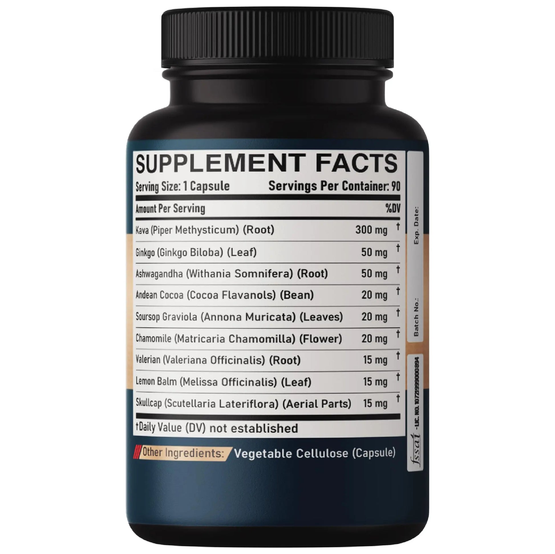 DEDICAD Kava Kava Capsules - 3 Month Supply - 9 Herbs with Ginkgo Biloba, Ashwagandha Root, Andean Cocoa, Graviola Leaf, Chamomile, Valerian, Lemon Balm & Skullcap - Support Mood & Immune - 90 Pills DEDICAD Au supplements