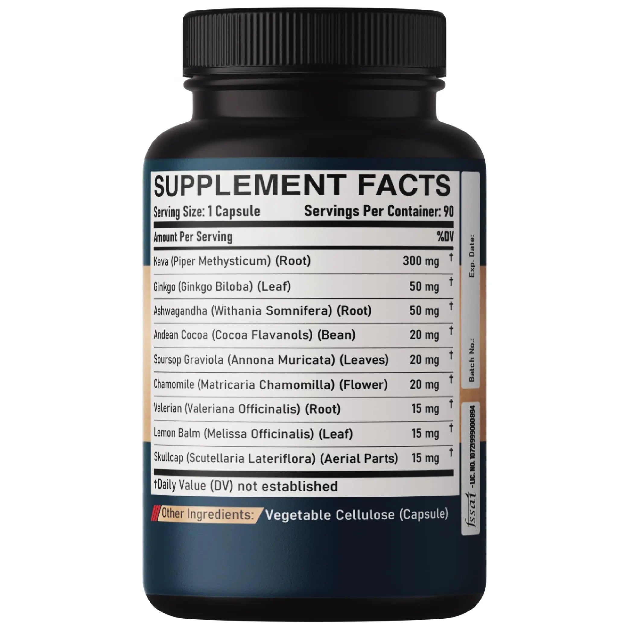 DEDICAD Kava Kava Capsules - 3 Month Supply - 9 Herbs with Ginkgo Biloba, Ashwagandha Root, Andean Cocoa, Graviola Leaf, Chamomile, Valerian, Lemon Balm & Skullcap - Support Mood & Immune - 90 Pills DEDICAD Au supplements
