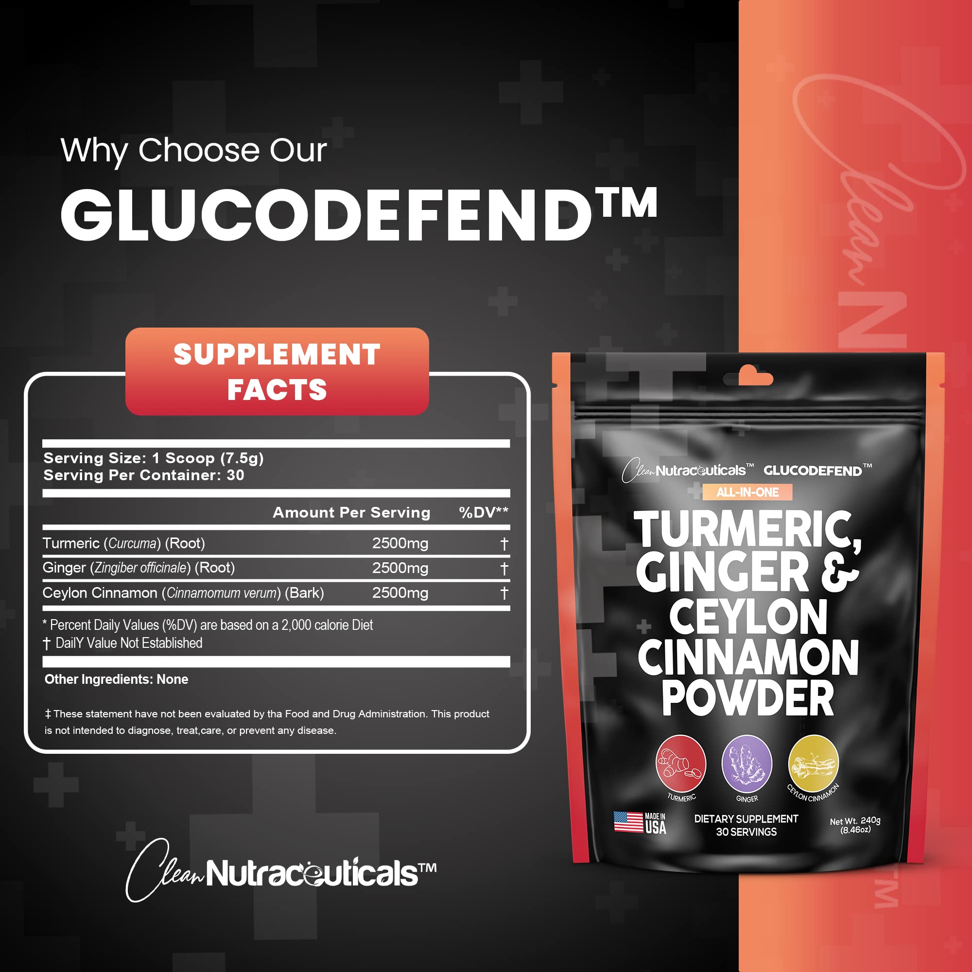 3in1 Turmeric Curcumin Ginger Root & Ceylon Cinnamon Powder Suppleme Clean Nutraceuticals Au supplements