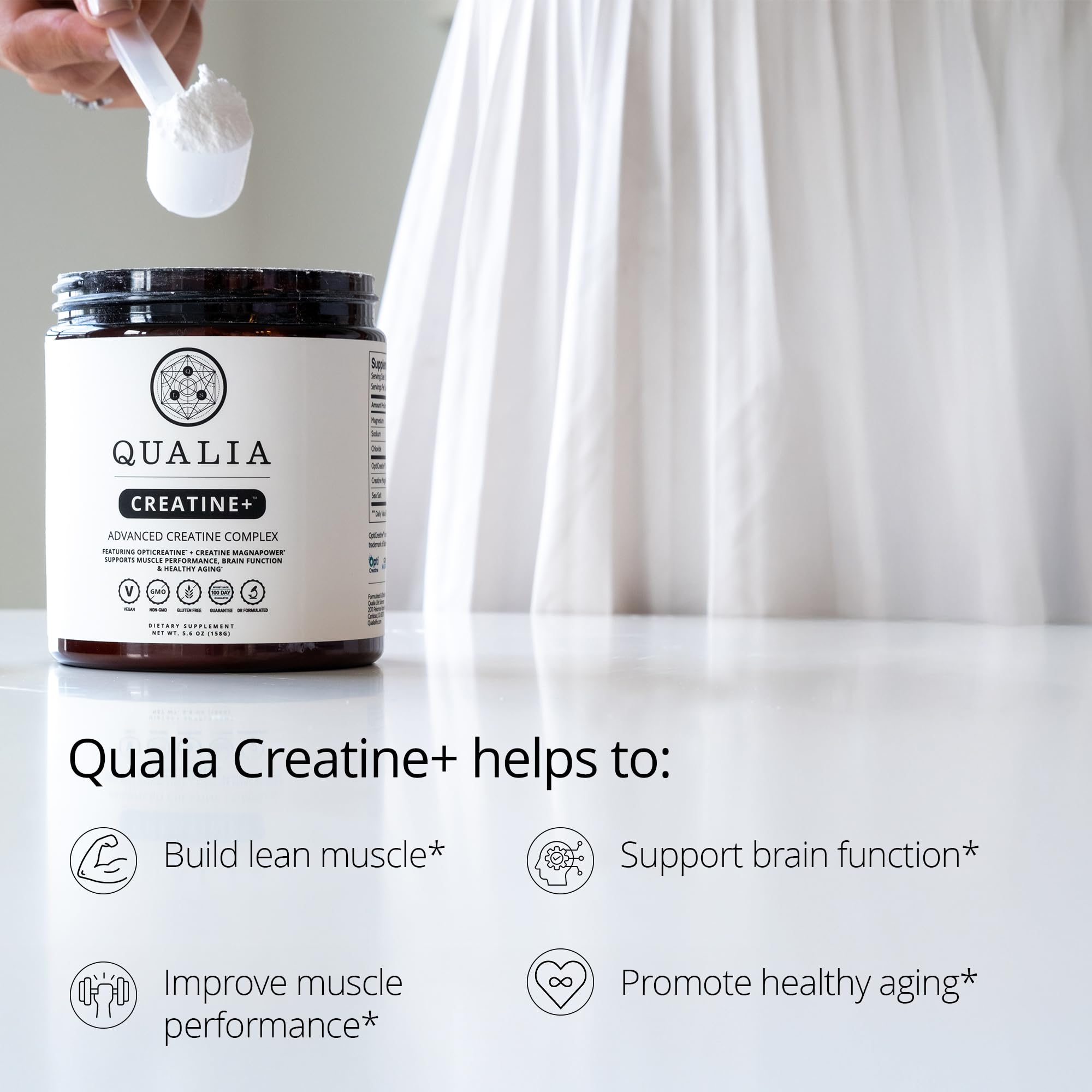 Qualia Creatine | Advanced Creatine Complex | 2 Sources + Magnesium | Optimized Absorption | Muscle Performance, Brain Function, & Healthy Aging (30 Servings) QUALIA LIFE SCIENCES Au supplements