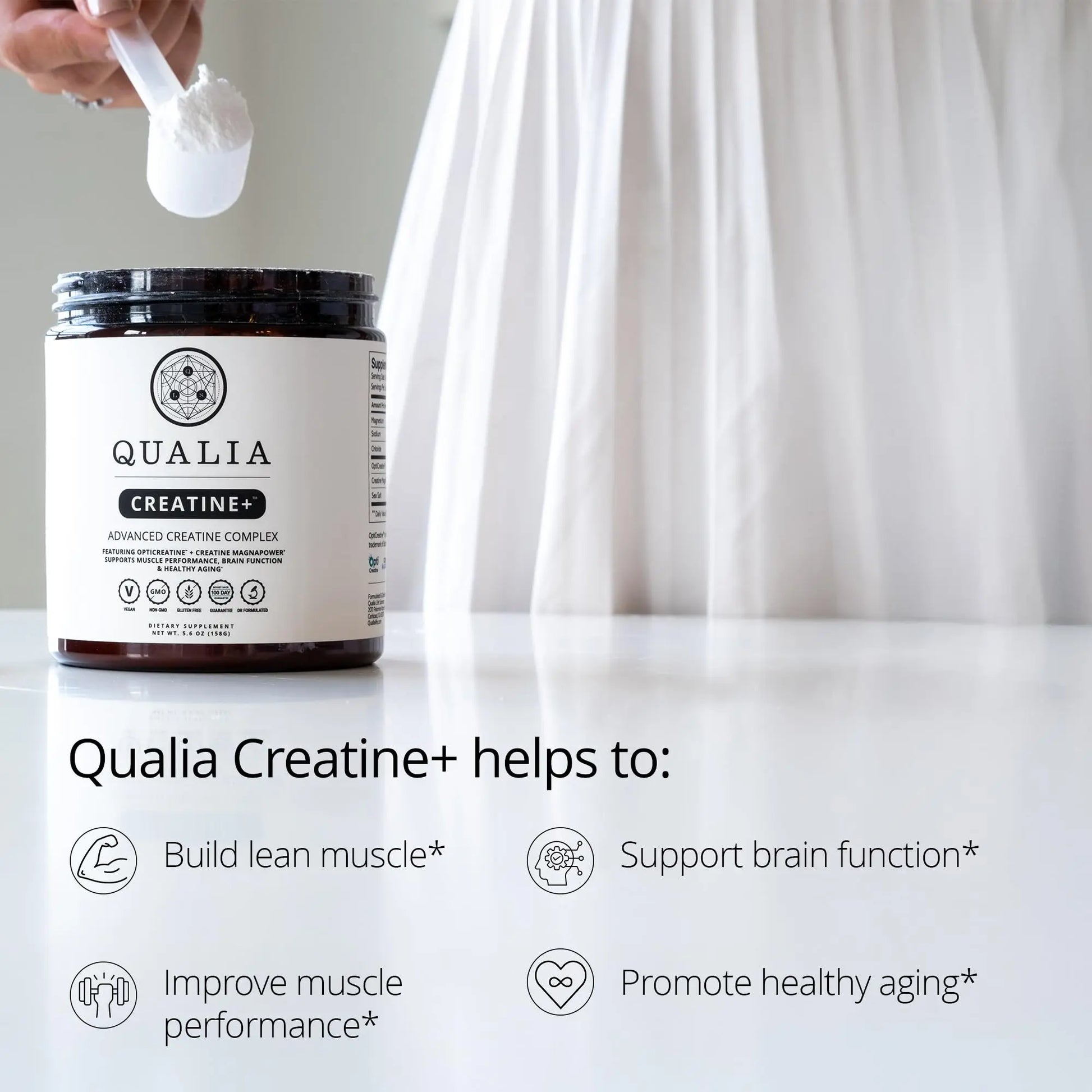 Qualia Creatine | Advanced Creatine Complex | 2 Sources + Magnesium | Optimized Absorption | Muscle Performance, Brain Function, & Healthy Aging (30 Servings) QUALIA LIFE SCIENCES Au supplements
