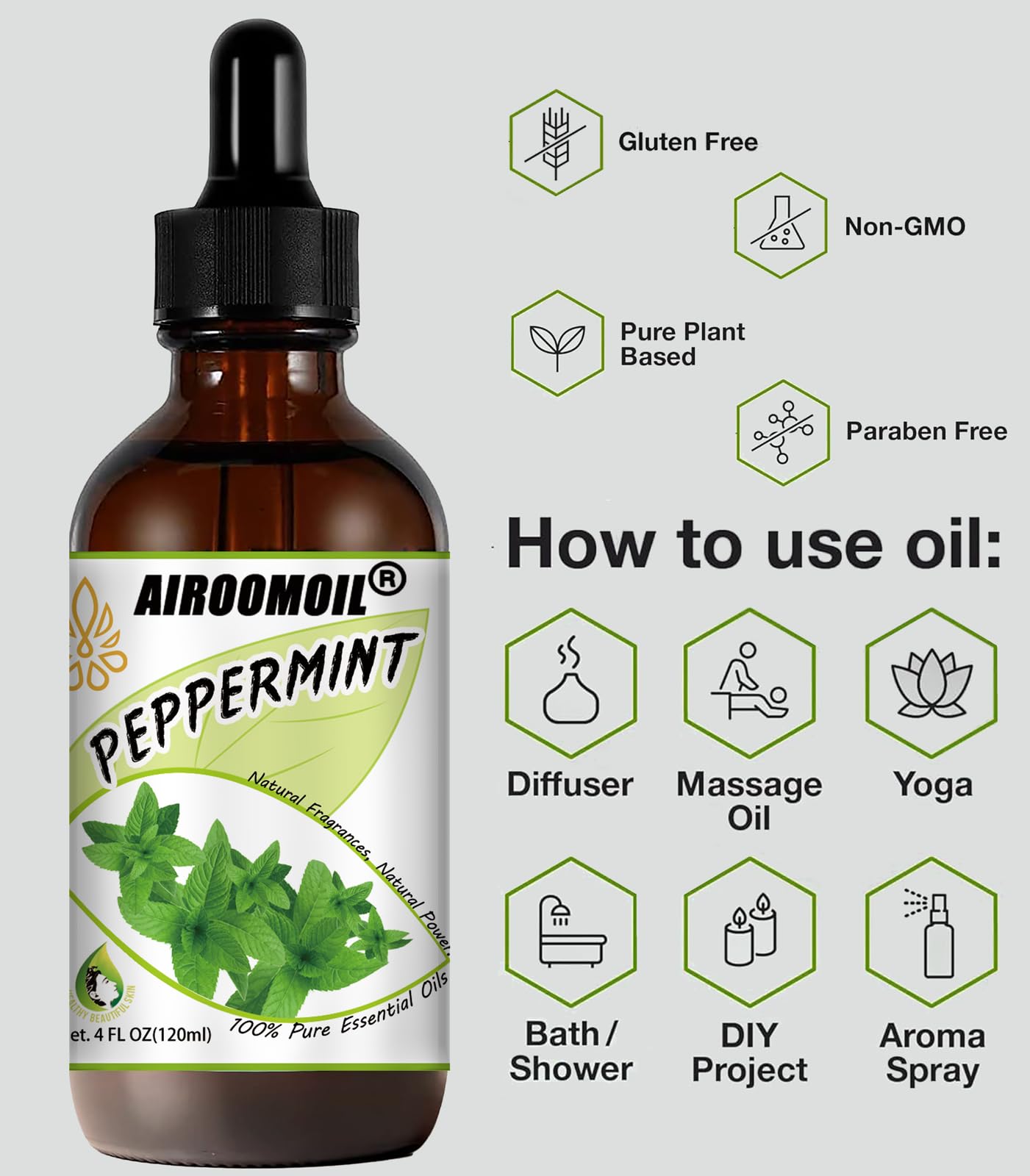 airoomoil Invigorating Peppermint Essential Oil for Showers Skin Use Shampoo Soap Ideal airoomoil Au supplements