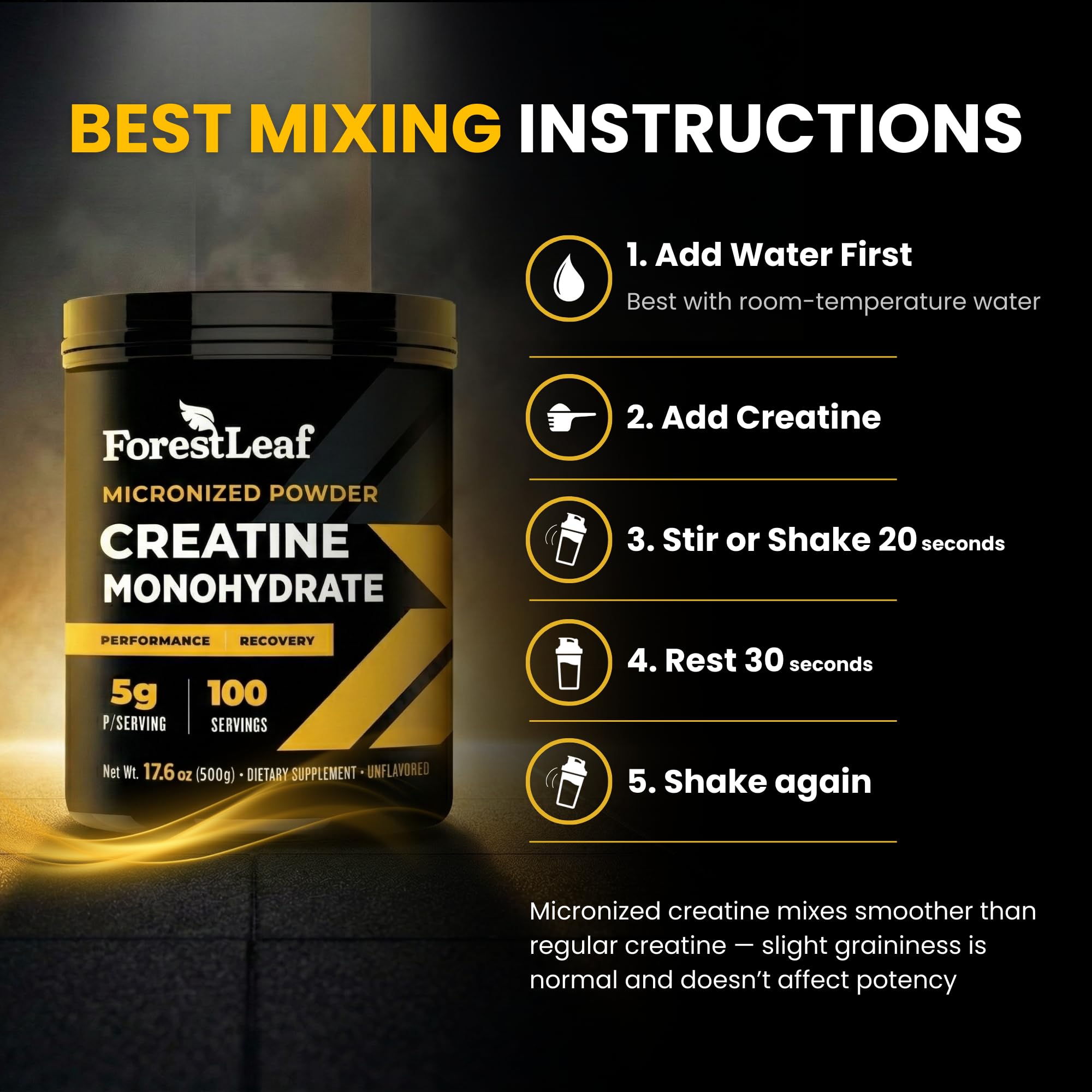 ForestLeaf Micronized Creatine Monohydrate Powder - Maximize Muscle Growth & Strength - Unflavored Creatine for Women and Men - 5G Per Serving - 100 Servings ForestLeaf Au supplements