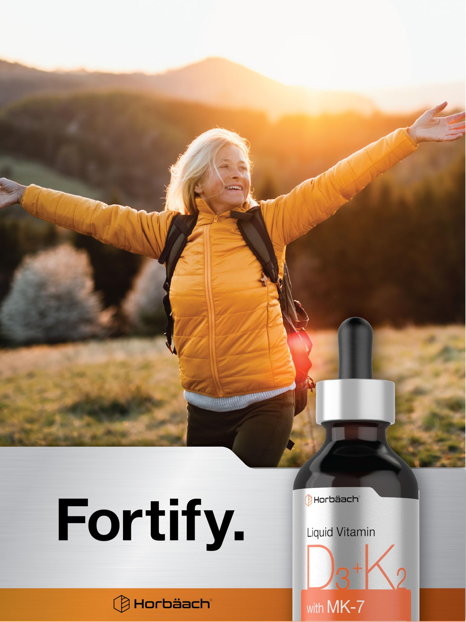 Horbäach Vitamin D3 + K2 Liquid Drops | with MK7 | 2 Fl Oz | Vegetarian | Non-GMO Horbäach Au supplements