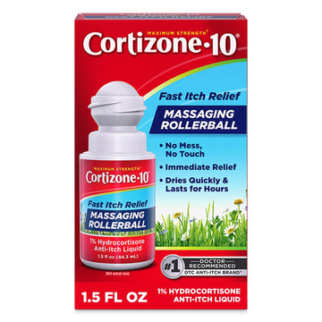 Cortizone-10 Maximum Strength Itch Relief Massaging Rollerball, 1% Hydrocortisone, Fast-Acting, Anti-Itch Liquid for Bug Bites, Rash, Eczema, Psoriasis, Poison Ivy, Oak, Sumac, 1.5 fl. oz Cortizone 10 Au supplements