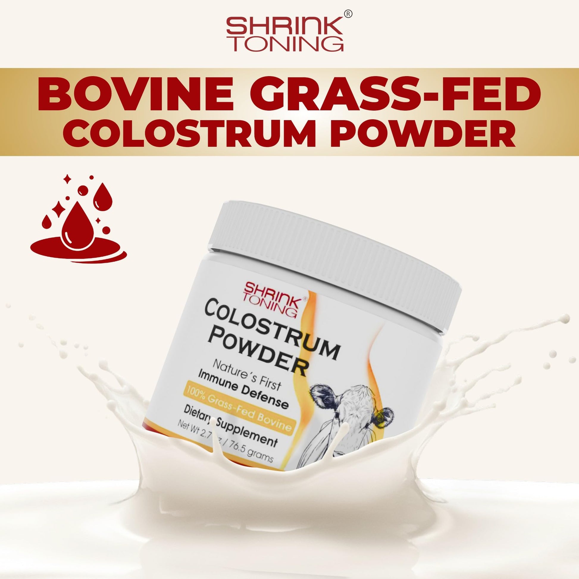 Shrink Colostrum Powder 2.7 oz – Natural Bovine Colostrum Supplement for Overall Health shrink Au supplements