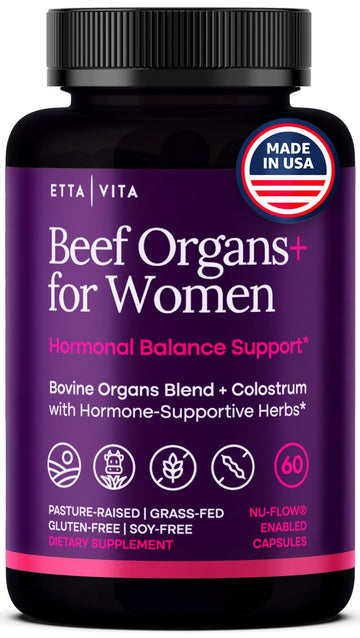 Primal Beef Organ Supplement for Women (Made in USA) Boosted w Shatavari, Maca, Ashwagandha, and Chasteberry - Grass Fed Uterus, Ovary, Liver, Kidney, Heart Bone Matrix, Gotu Kola and Queen Colostrum Etta Vita Au supplements