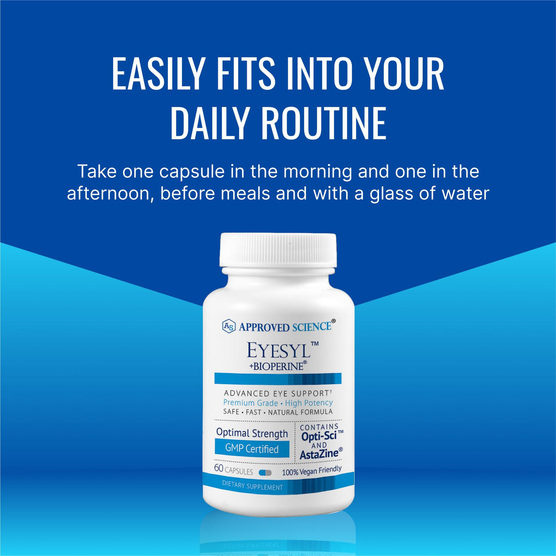 Approved Science EyeSyl - Eye Support Supplement - Chromium Picolinate, Taurine, Lutein, Zeaxanthin, Bilberry, BioPerine - 1 Month Supply - 60 Capsules - Made in The USA Approved Science Au supplements