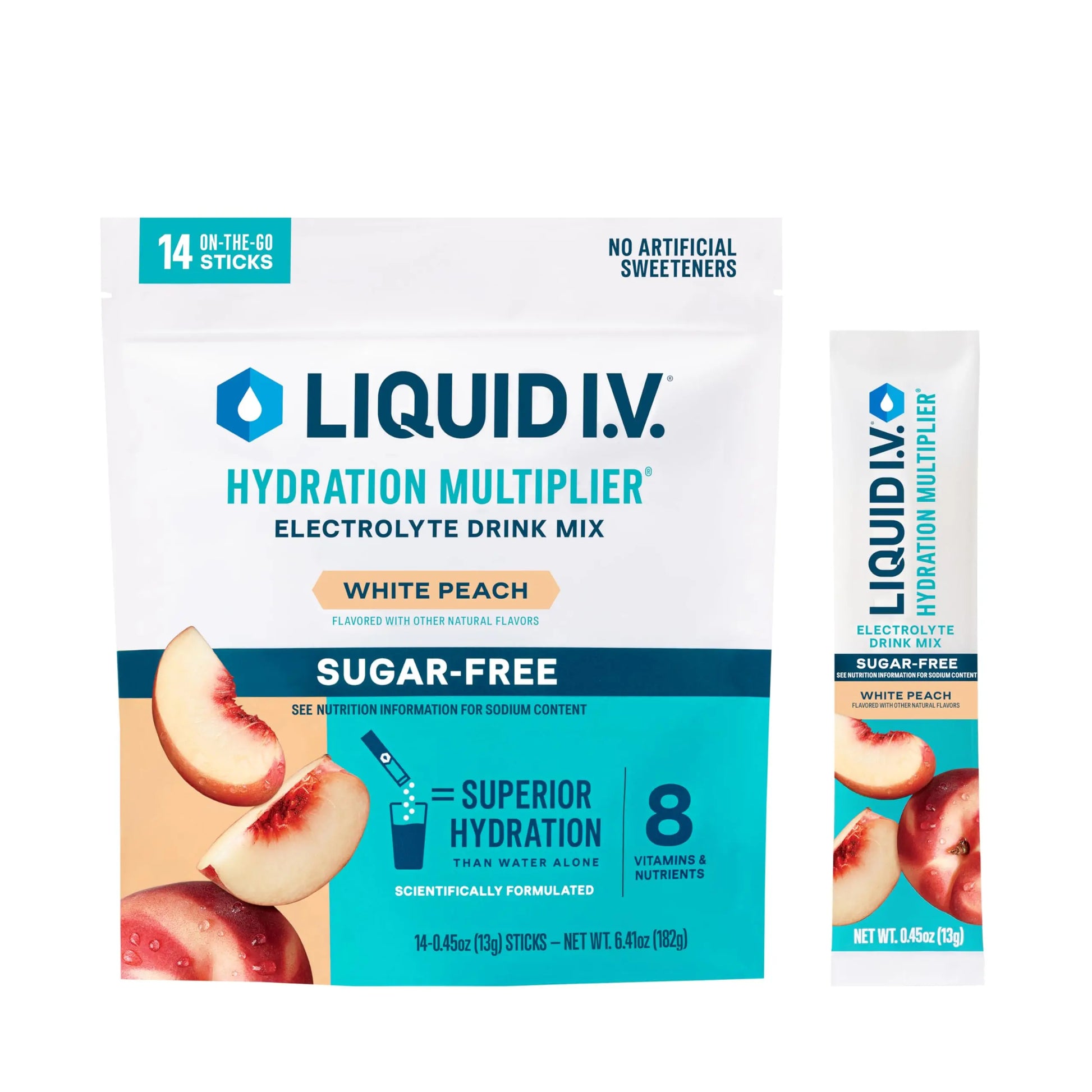 Liquid I.V.® Hydration Multiplier Sugar-Free - White Peach | Electrolyte Powder Drink Mix | 1 Pack (14 Servings) Liquid I.V. Au supplements