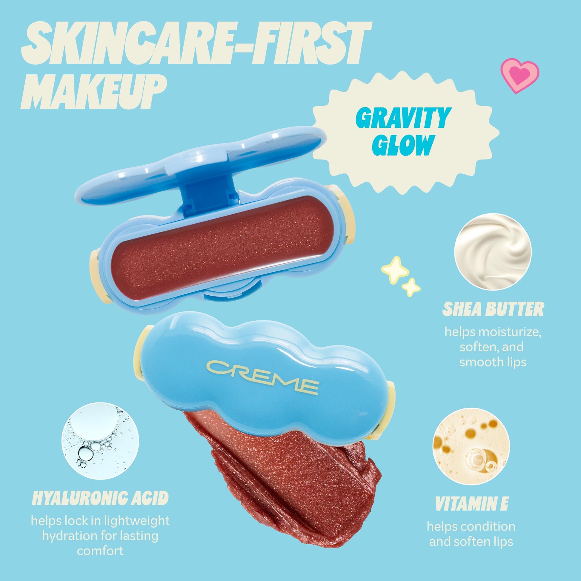 The Crème Shop Shimmer Pop Clip-On Lip Gloss | Korean Makeup, Cute Clip Accessory, Hydrating, Non-Sticky, Shea Butter, Hyaluronic Acid, Vitamine E- Gravity Glow The Crème Shop Au supplements