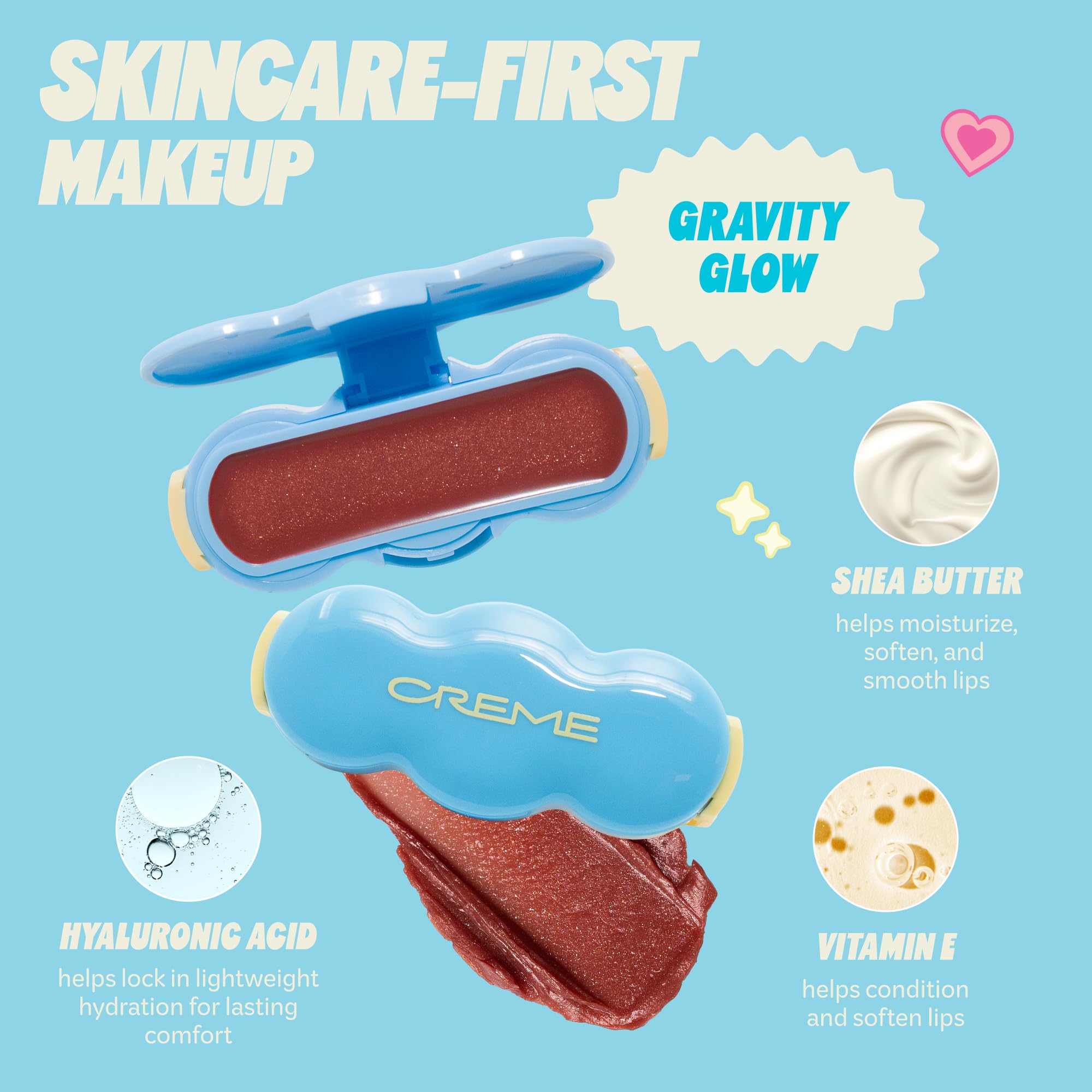The Crème Shop Shimmer Pop Clip-On Lip Gloss | Korean Makeup, Cute Clip Accessory, Hydrating, Non-Sticky, Shea Butter, Hyaluronic Acid, Vitamine E- Gravity Glow The Crème Shop Au supplements