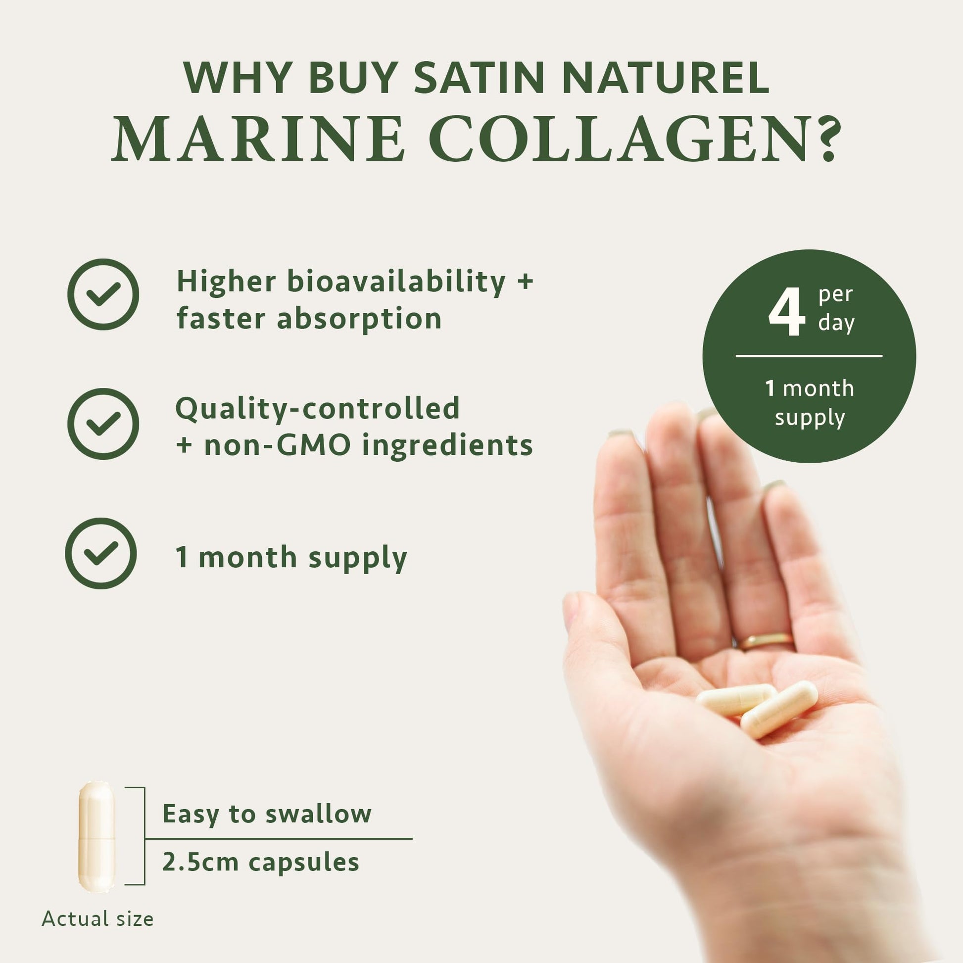 Marine Collagen Capsules with Hyaluronic Acid + Vitamin C 2400mg - High Strength Collagen SatinNaturel Au supplements