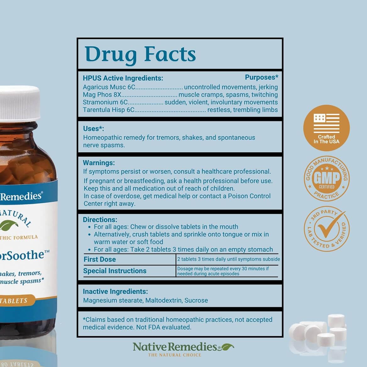 Native Remedies TremorSoothe - Natural Homeopathic Formula to Temporarily Control Shakes, Tremors, Muscle Spasms and Twitches -180 Tablets Native Remedies Au supplements