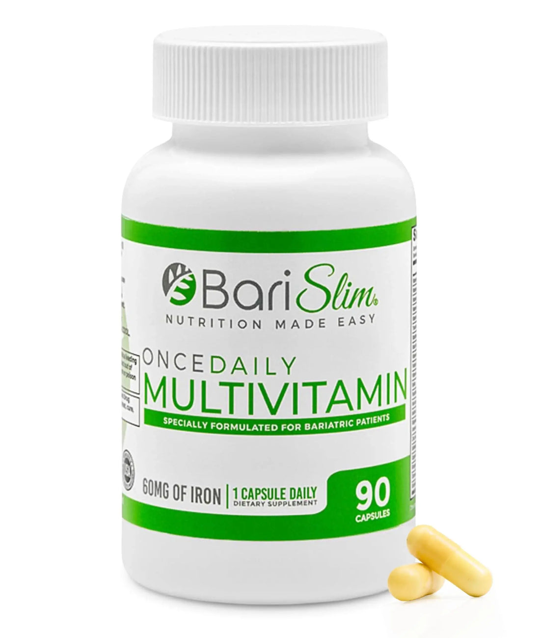 BariSlim Once Daily Bariatric Multivitamin Capsule - 60mg of Iron - Bariatric Vitamin & Supplement for Post WLS Surgery Including Gastric Bypass BariSlim AU supplements