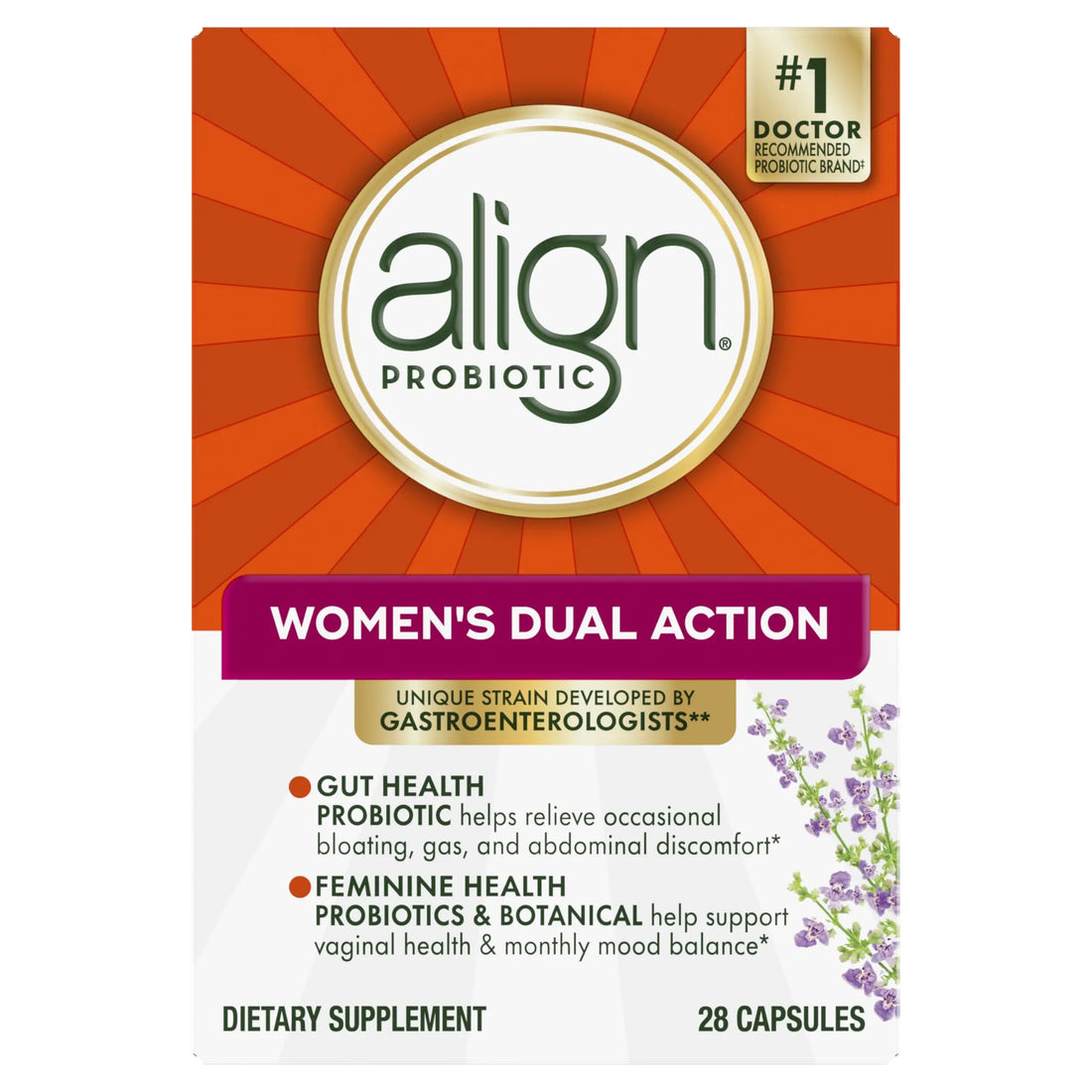Align Probiotic, Womens Dual Action, Vaginal Probiotics for Women, Womens Probiotic for Vaginal Health Support, with Probiotics for Digestive Health, 28 Probiotic Capsules Align uk supplements