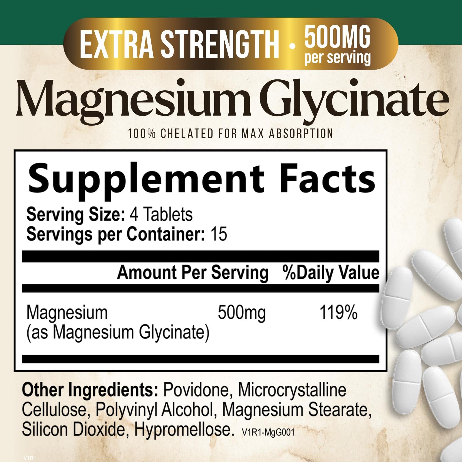 Magnesium Glycinate 500mg Per Serving - High Absorption Chelated Magnesium Supplement for Muscle, Bone and Heart Health Support - Easy Digestion & Gentle on Your Stomach - USA Bottled - 60 Tablets Nature's Peak Au supplements