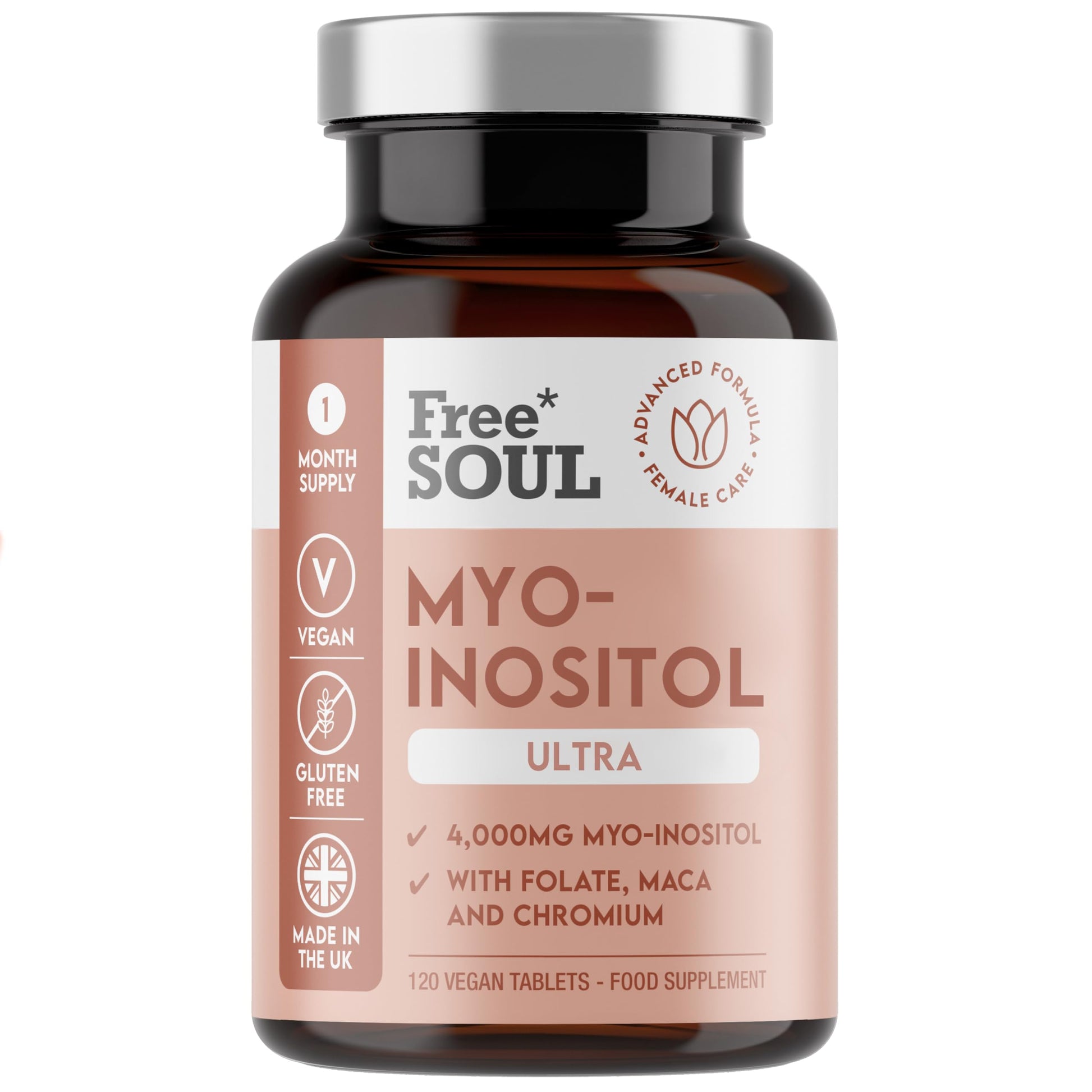 Free Soul Myo-Inositol Ultra Supplement with 4,000mg Myo-Inositol, 200ug Folate, 100ug Free Soul Au supplements