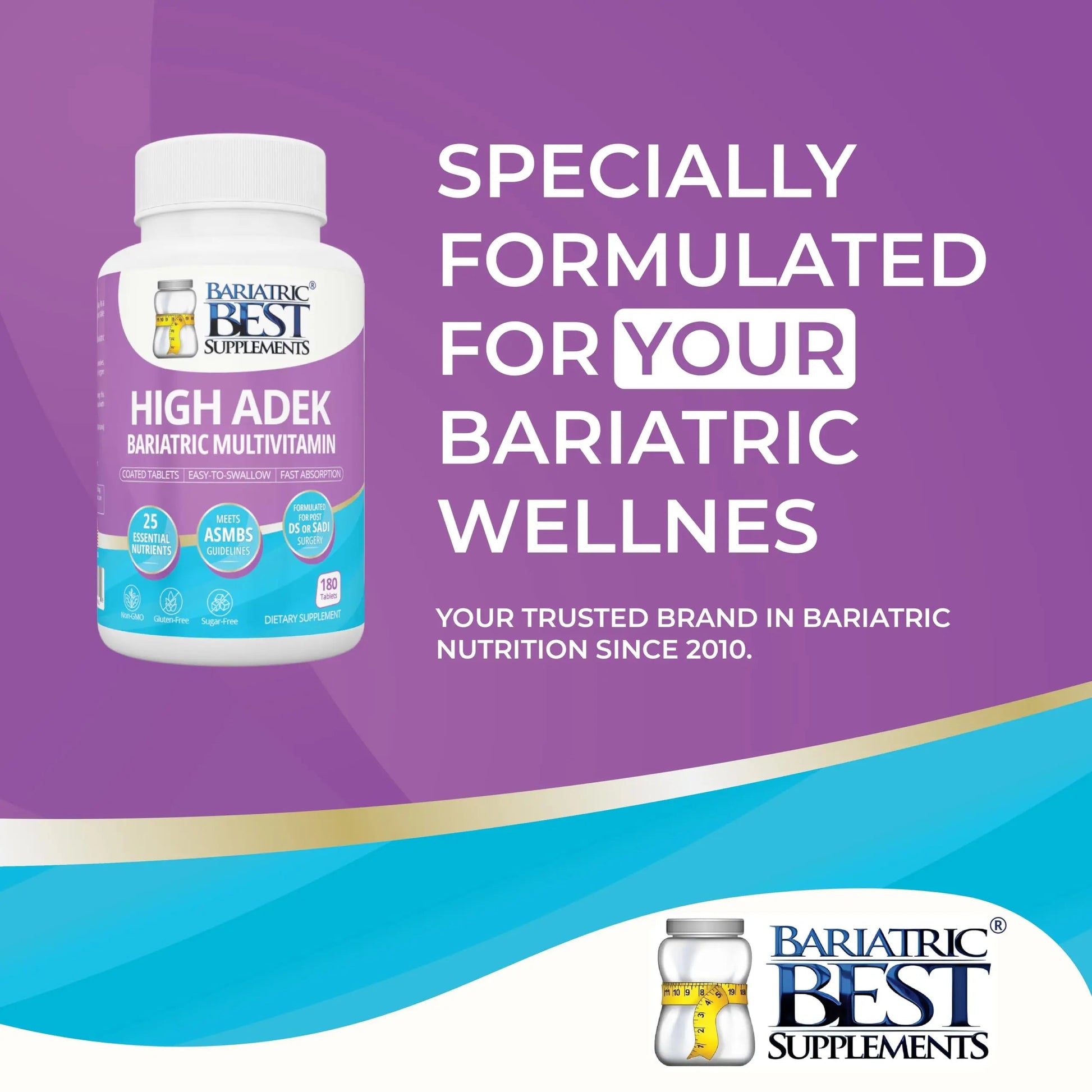 High A D E K Bariatric Multivitamin for Post DS/SADI Surgery, 25 Essential Nutrients for Post-Weight Loss Surgery, 180 Tablets Bariatric Best Supplements Au supplements