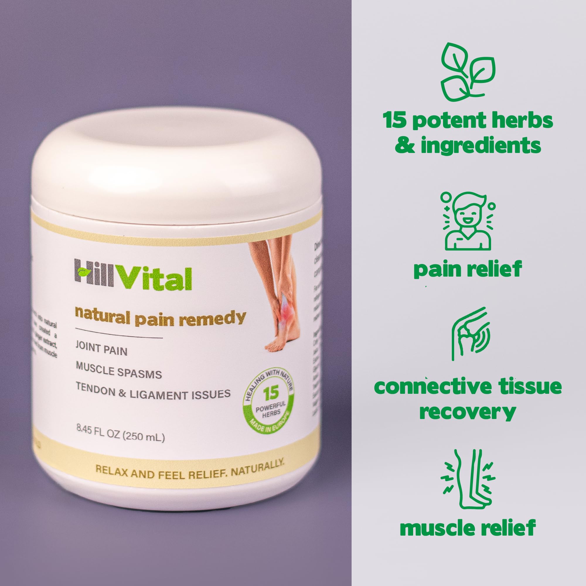 HillVital Joint and Muscle Support – Sore Muscle Relief, Comfort Balm for Aching Joints, Neck, Hands, Feet, Back, Non Greasy Body Rub Sore Muscles Cream, Strong Topical Mixture for Pain Complaints Hill Vital Natural Solutions Au supplements
