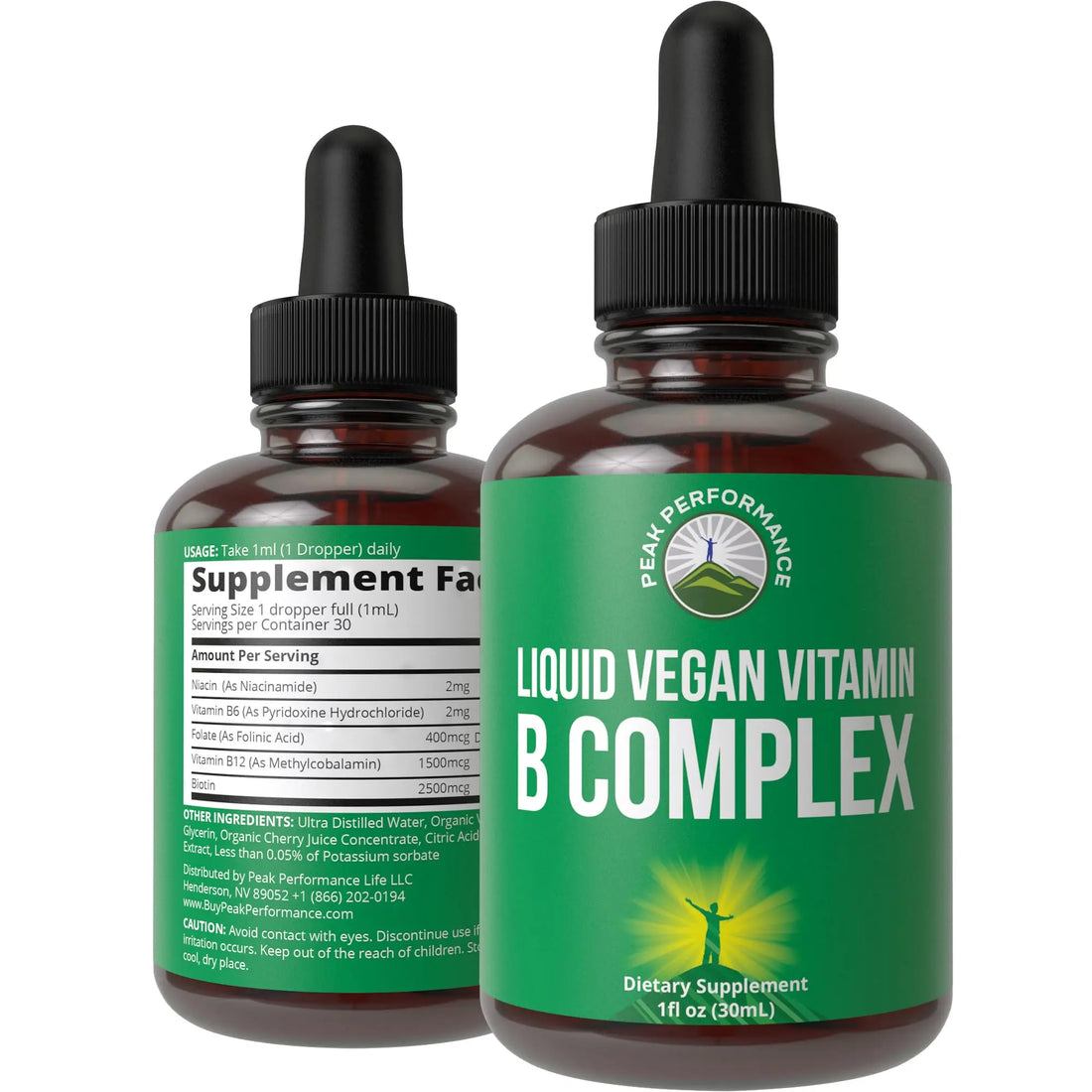 B Complex Liquid Drops Vegan Supplement. Best 5 B Vitamins with B3 Niacin, B6, B7 Biotin, B9 Folate, Methylcobalamin B12. B-Complex for Hair, Skin Nails, Energy. for Adults, Men, Women Peak Performance uk supplements