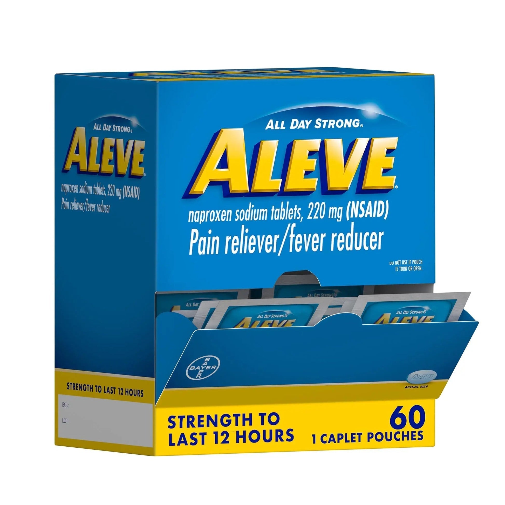 Aleve Pain Reliever & Fever Reducer Naproxen Sodium Caplets, Body and Arthritis Pain Reliever, Medicine for Adults and Children Ages 12 and Up, 60 Individual Pouches Aleve Au supplements