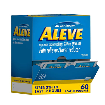 Aleve Pain Reliever & Fever Reducer Naproxen Sodium Caplets, Body and Arthritis Pain Reliever, Medicine for Adults and Children Ages 12 and Up, 60 Individual Pouches Aleve Au supplements