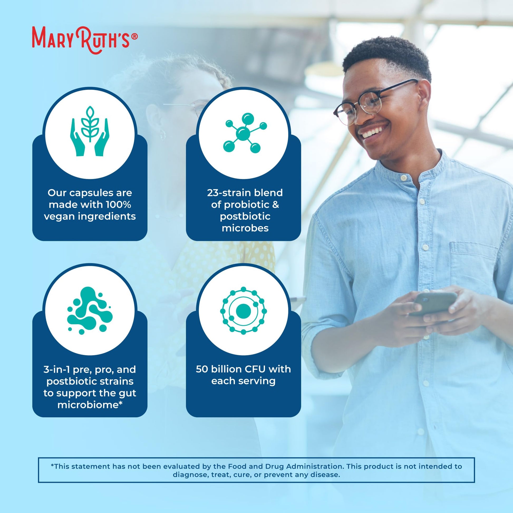MaryRuth's 3-in-1 Probiotics for Digestive Health | Prebiotic & Postbiotic | Gut Health Supplement for Women & Men | 23 Unique Strains | Immune Support | 50 Billion CFU | 30 Servings MARYRUTH'S Au supplements