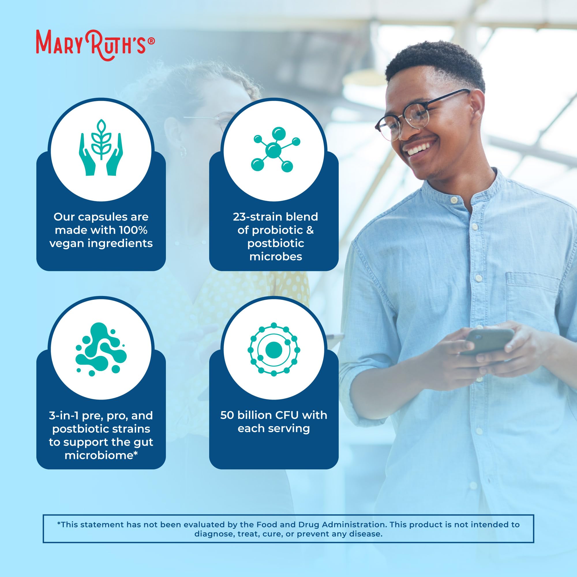 MaryRuth's 3-in-1 Probiotics for Digestive Health | Prebiotic & Postbiotic | Gut Health Supplement for Women & Men | 23 Unique Strains | Immune Support | 50 Billion CFU | 30 Servings MARYRUTH'S Au supplements