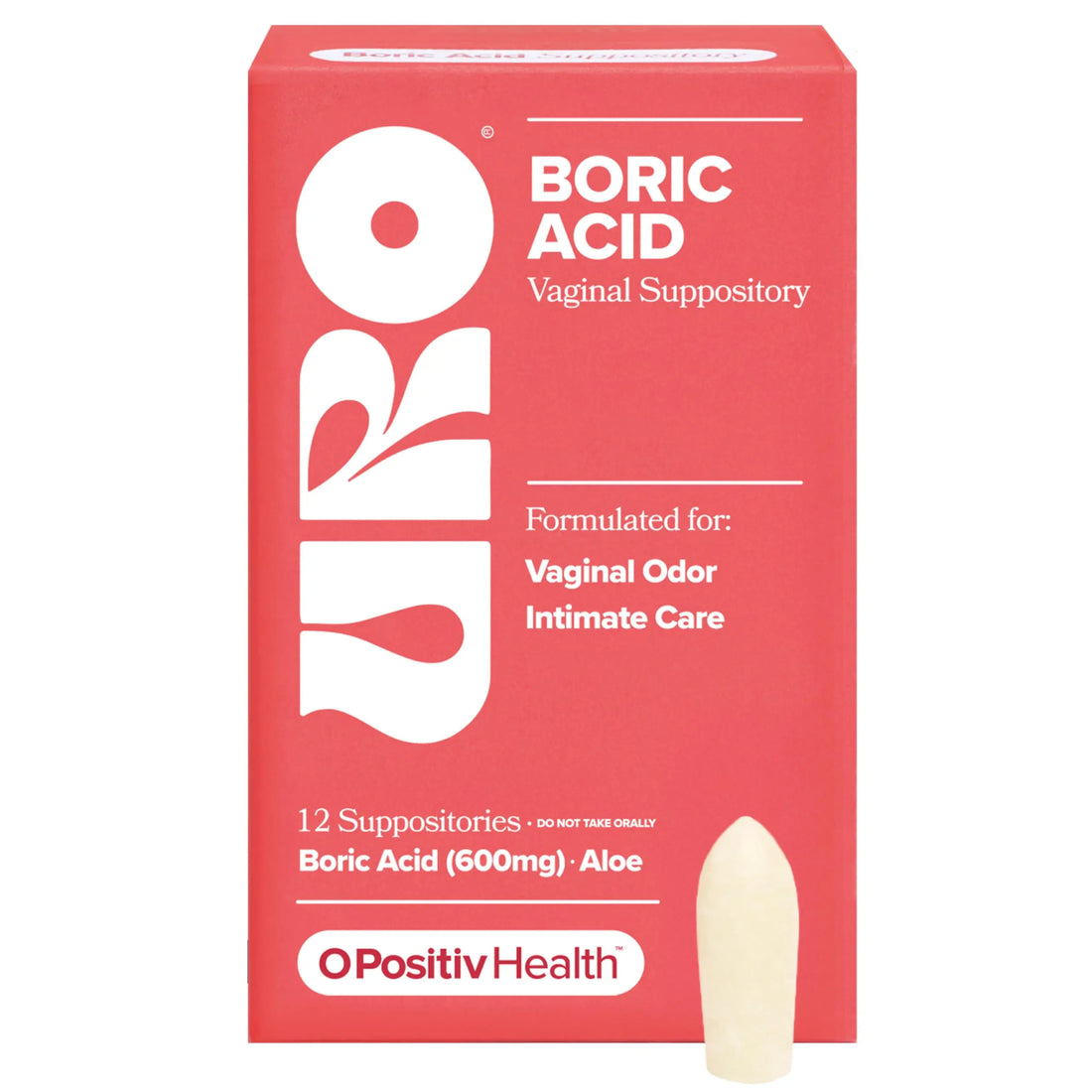 O Positiv URO Boric Acid Vaginal Suppository – with Lactic Acid, and Aloe for Fast Relief and Vaginal Odor Control – Vegan, Free from Parabens, Dyes, and Fragrances – 12 Count (Pack of 1) O Positiv Au supplements