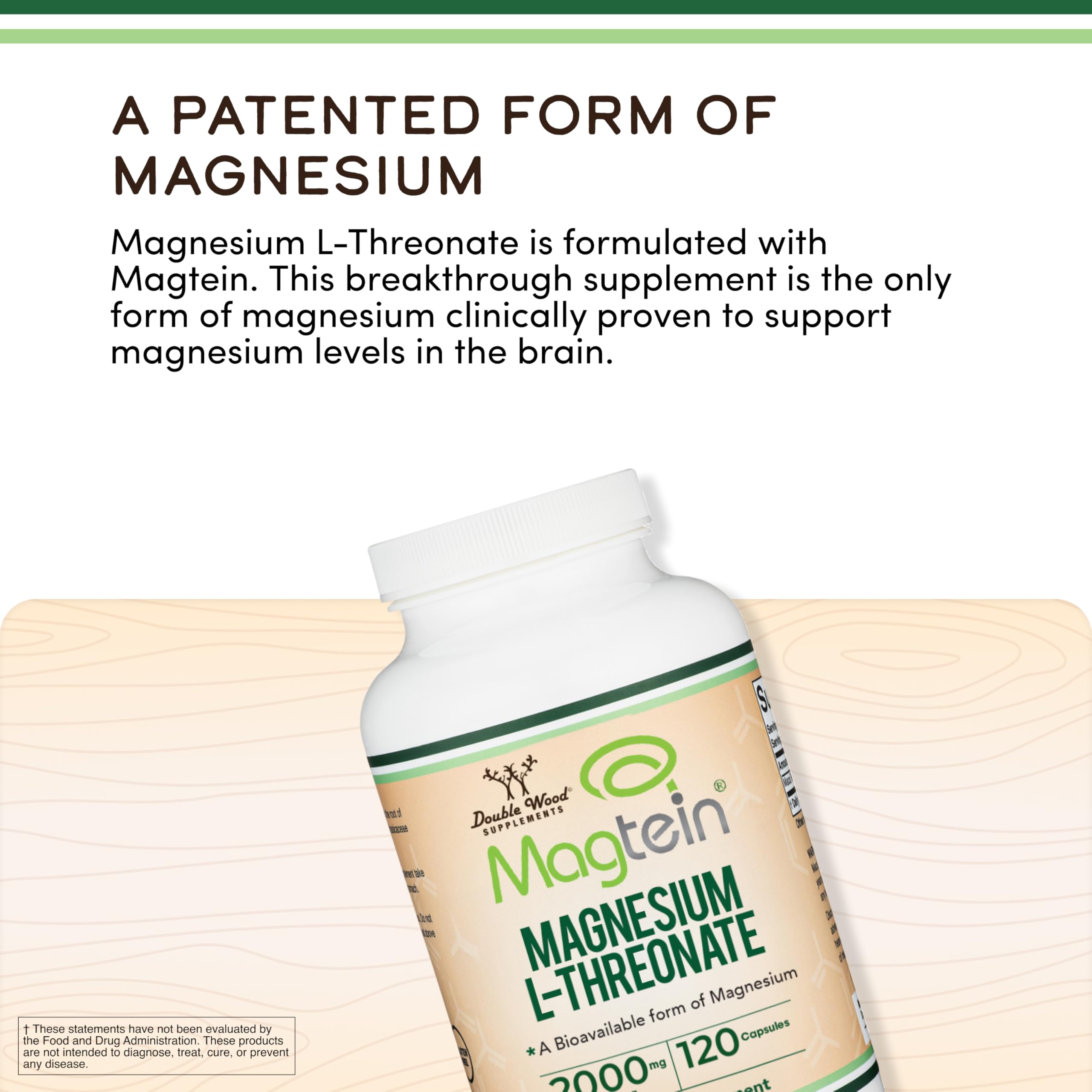 Magnesium L Threonate, Magtein, Sleep and Cognitive Support – High Absorption – Most Bioavailable Form of Magnesium – 2,000 mg – 120 Capsules Double Wood Supplements Au supplements