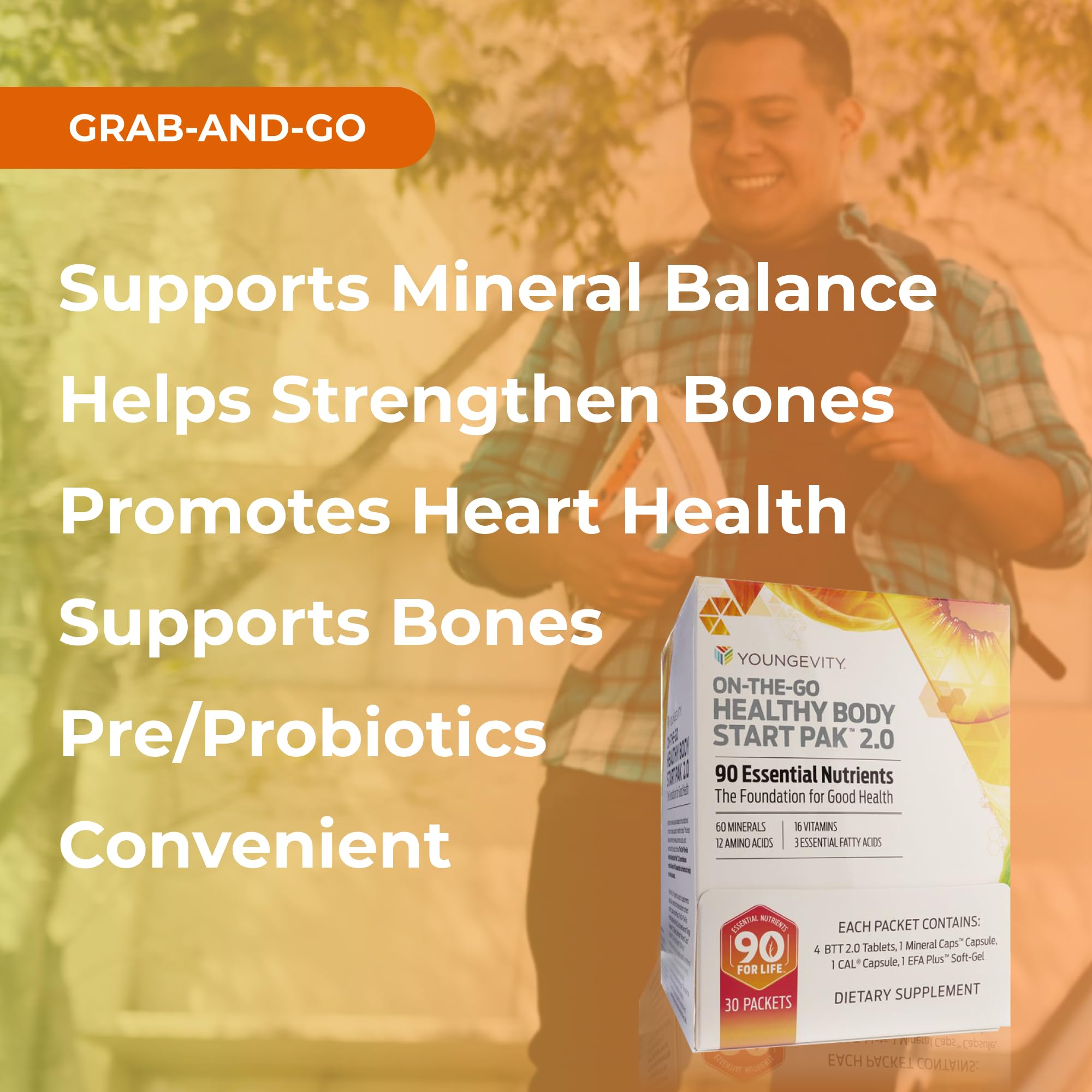 Youngevity On-The-Go Healthy Body Start Pak 2.0 - Includes Multi-Vitamins, Minerals, EFAs, & Amino Acids | 90 Essential Nutrients | 30-Day Supply Youngevity Au supplements
