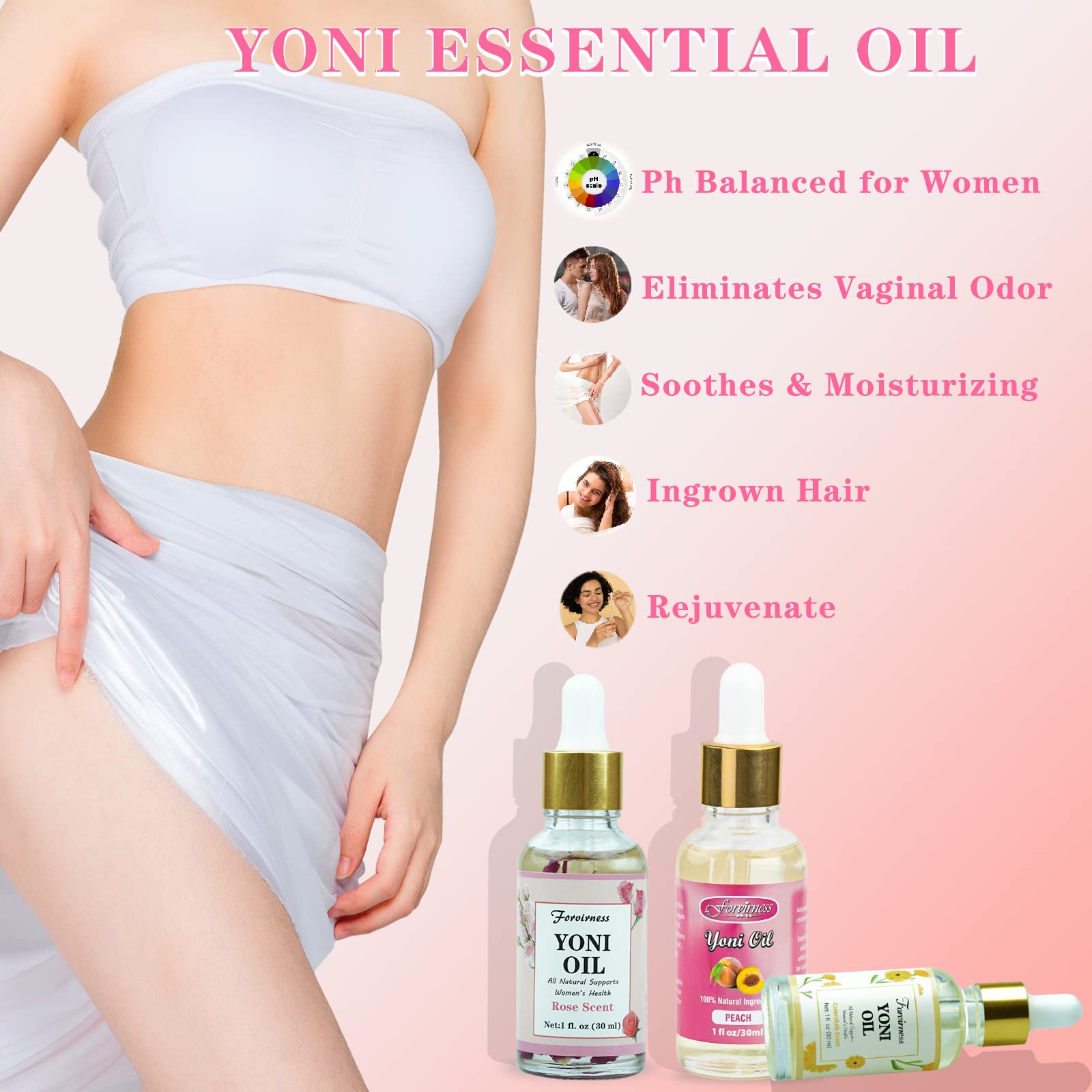 3 Packs Natural Yoni Oil Feminine Wash Ph Balanced for Women, Eliminates Vaginal Odor forvirness Au supplements