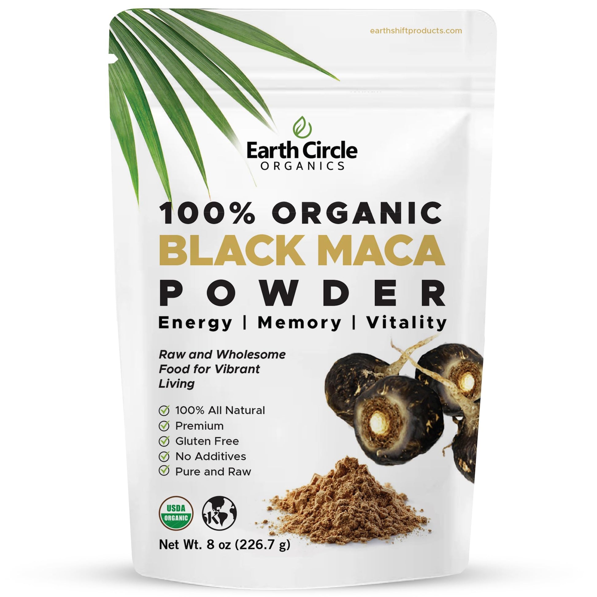 Organic Black Maca Peruvian Root Powder | Black Maca Root for Men | Natural Supplement | Essential Vitamins, Minerals & Fatty Acids Improved Energy | Immune Support (8oz, Pack of 1) Earth Circle Organics Au supplements