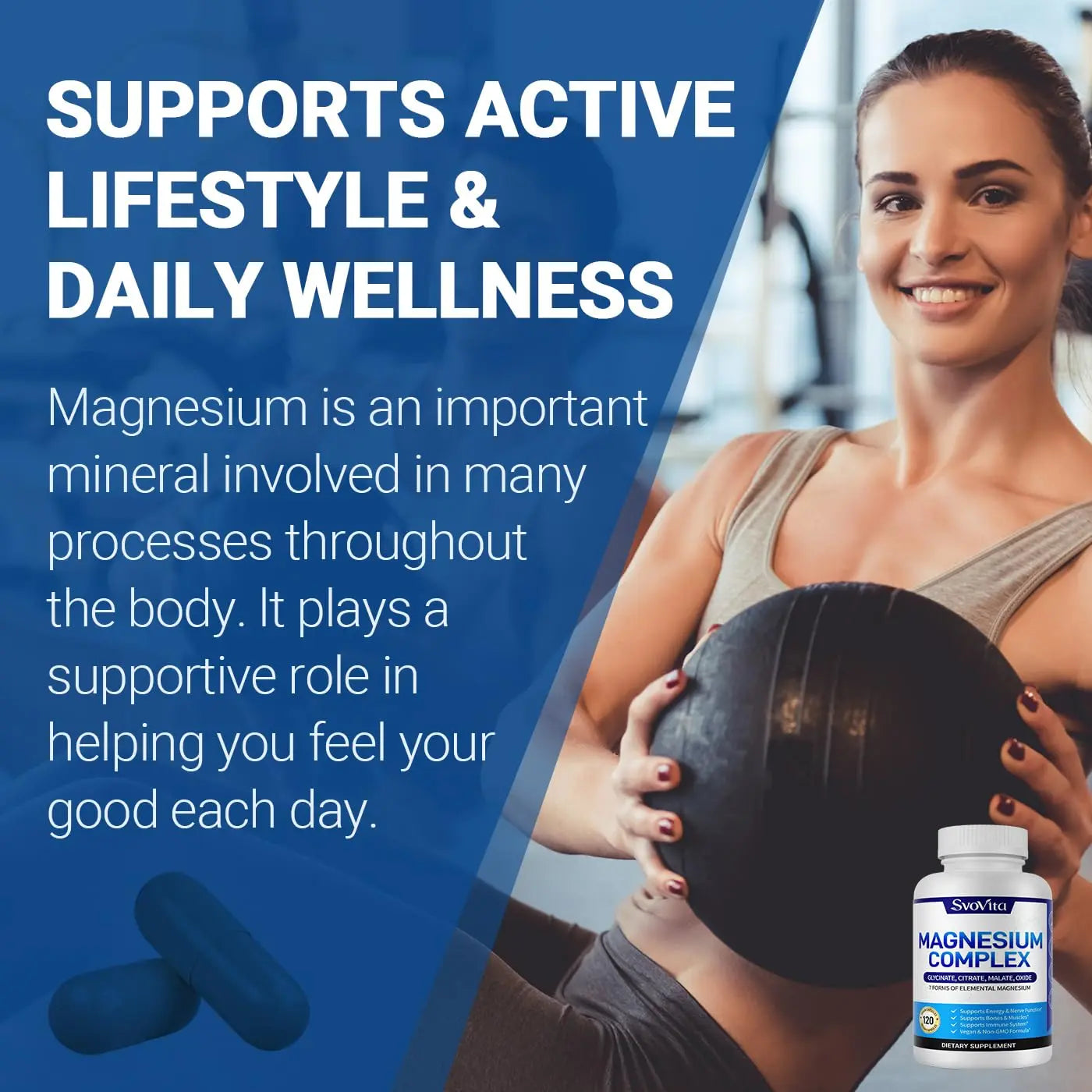 Magnesium Complex Supplement with 7 Forms of Magnesium Glycinate, Malate, Citrate & More, High Absorption for Bones, Muscle, Recovery, Energy, Vegan Non-GMO 120 Capsules Svovita Au supplements
