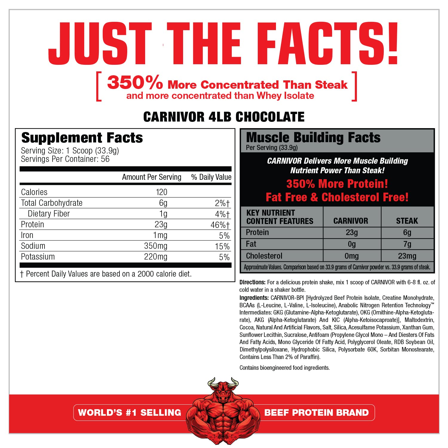 MuscleMeds, Carnivor Beef Protein Isolate Powder 56 Servings, Chocolate, 72 Ounce MuscleMeds Au supplements