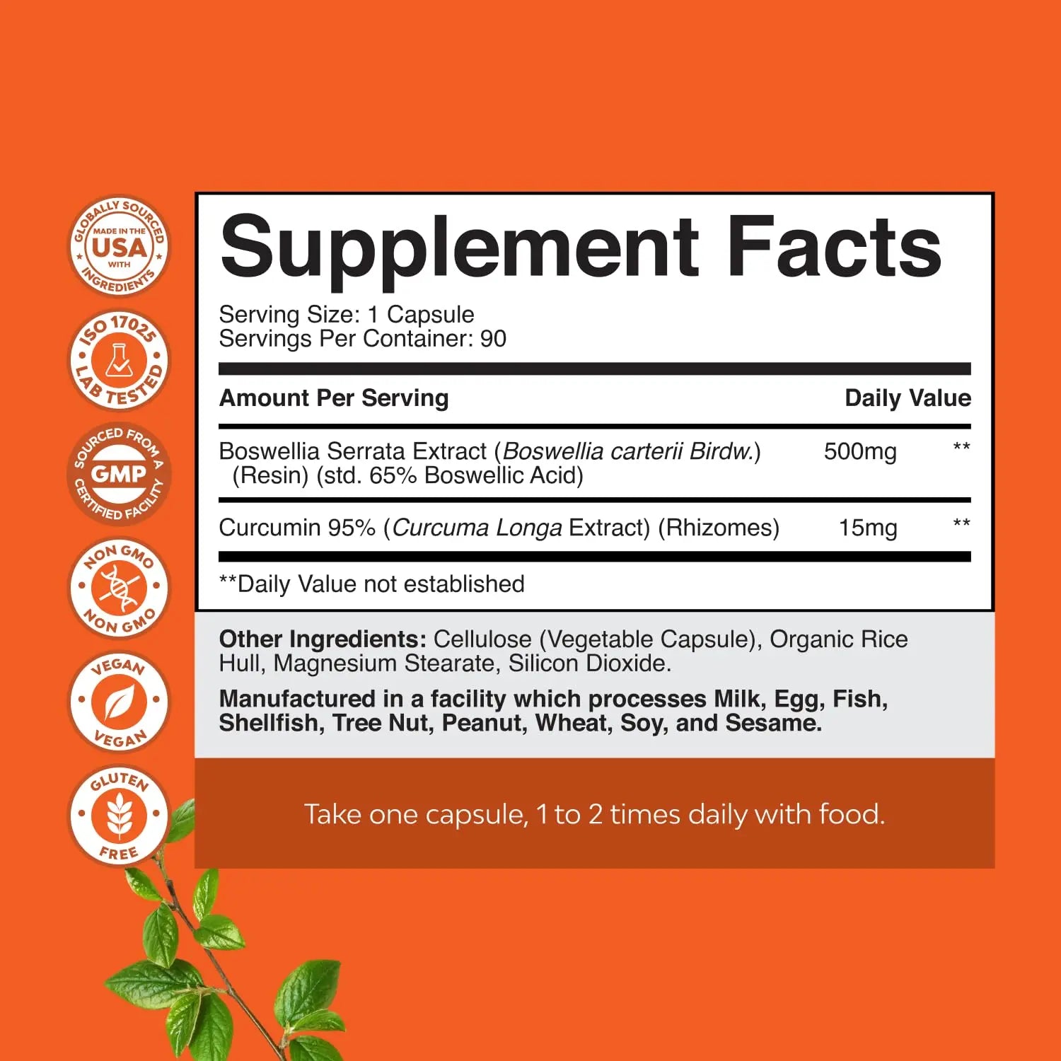 Boswellia Extract Capsules with Turmeric - Advanced Immune Health Support Supplement - Turmeric & Boswellia Serrata Capsules 500mg per Serving for Body Detox & Healthy Joints - 90 Count Natures Craft Au supplements