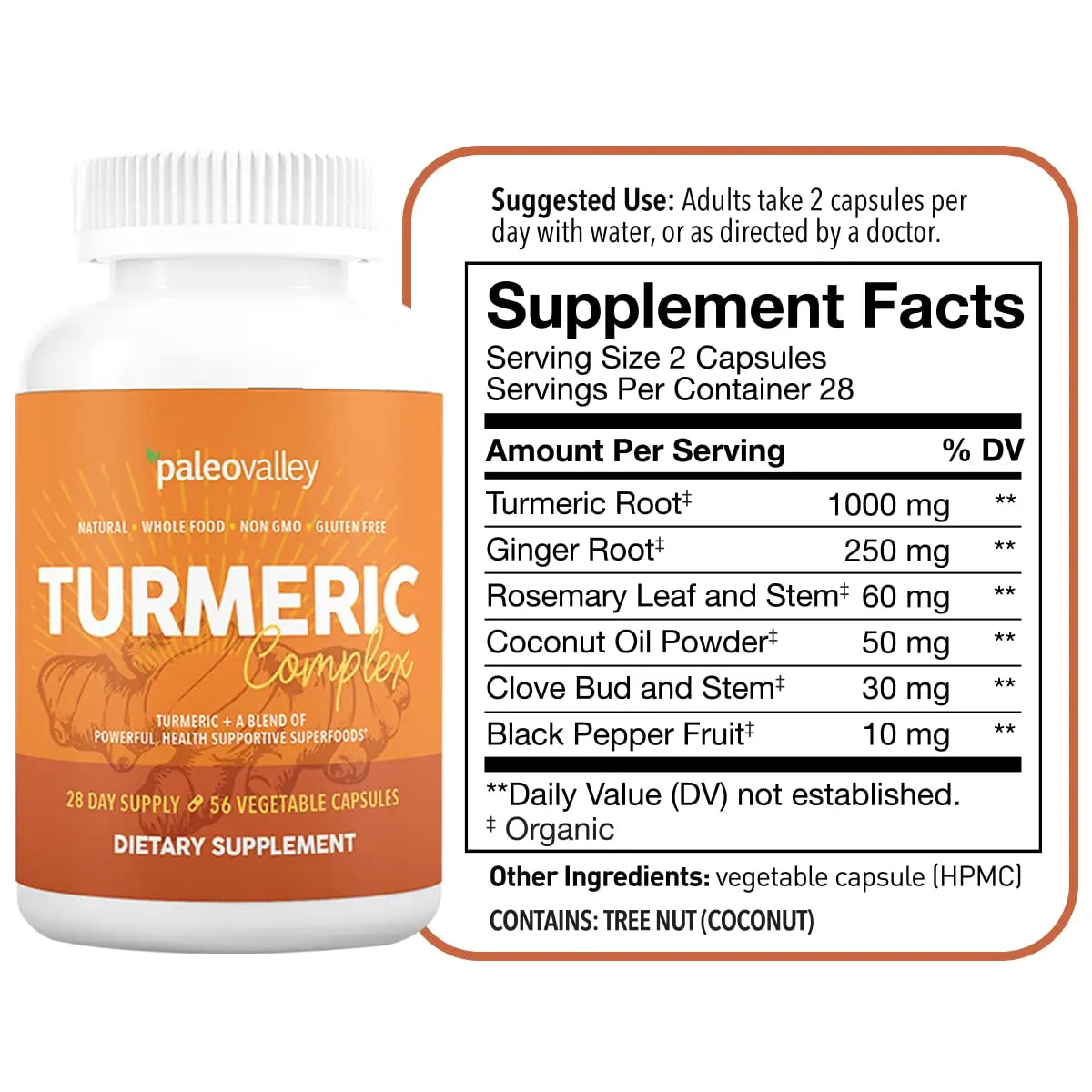 Paleovalley - Organic Turmeric Complex - Full Spectrum Organic Turmeric with Health-Supportive Superfoods - 56 Vegetarian Capsules - Support Joints, Immunity, Brain and Heart Health Paleovalley Au supplements