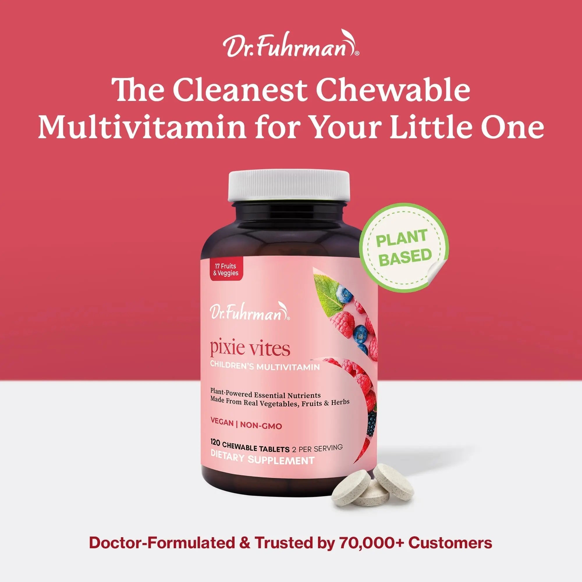 Dr. Fuhrman Pixie Vites Chewable Children's multivitamin | Whole Food Kids Multi with Vitamin D3, K2 & Zinc | Dr. Fuhrman Au supplements