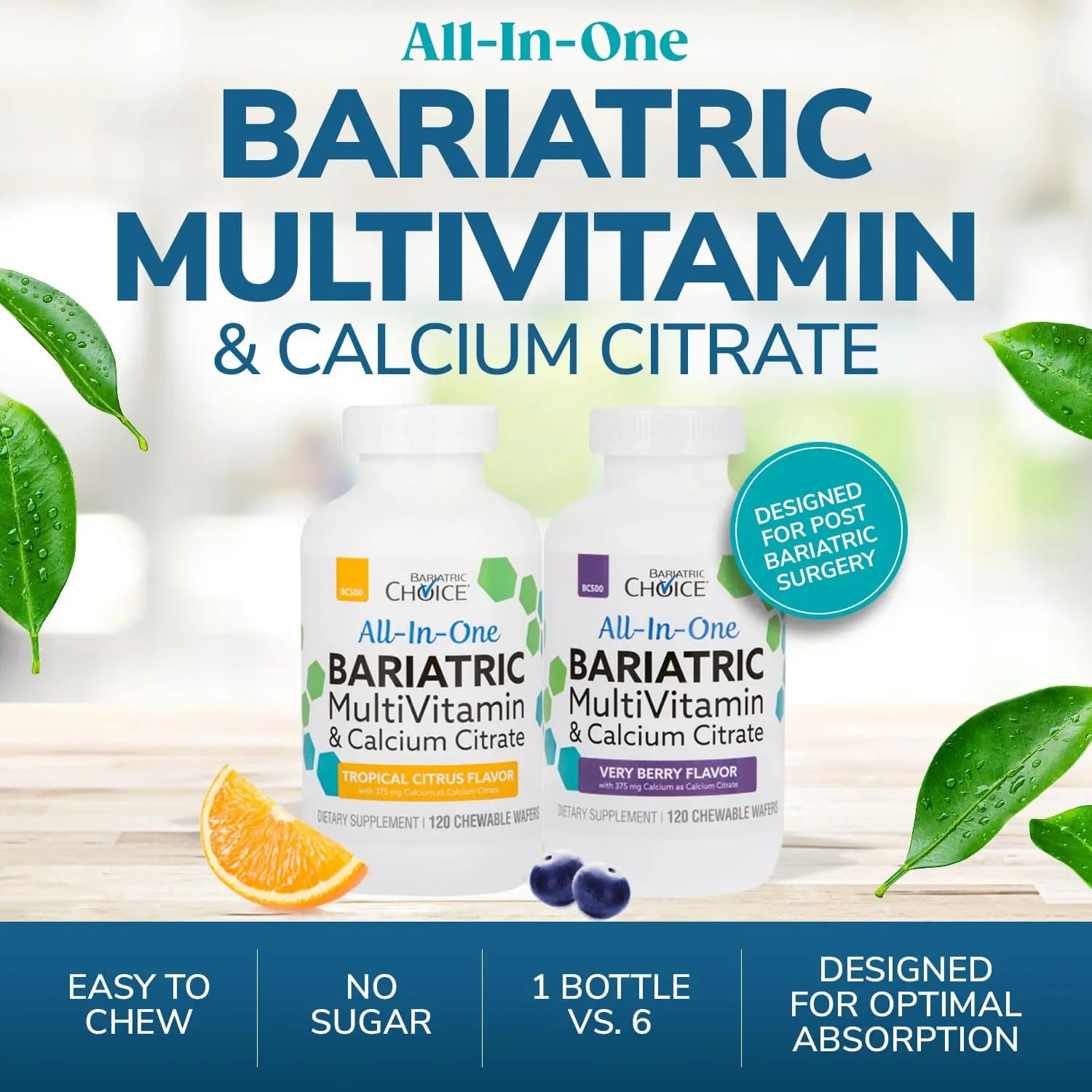 Bariatric Choice All-in-One Chewable Bariatric MultiVitamin with Iron & Calcium Citrate, Very Berry (120ct) Bariatric Choice Au supplements