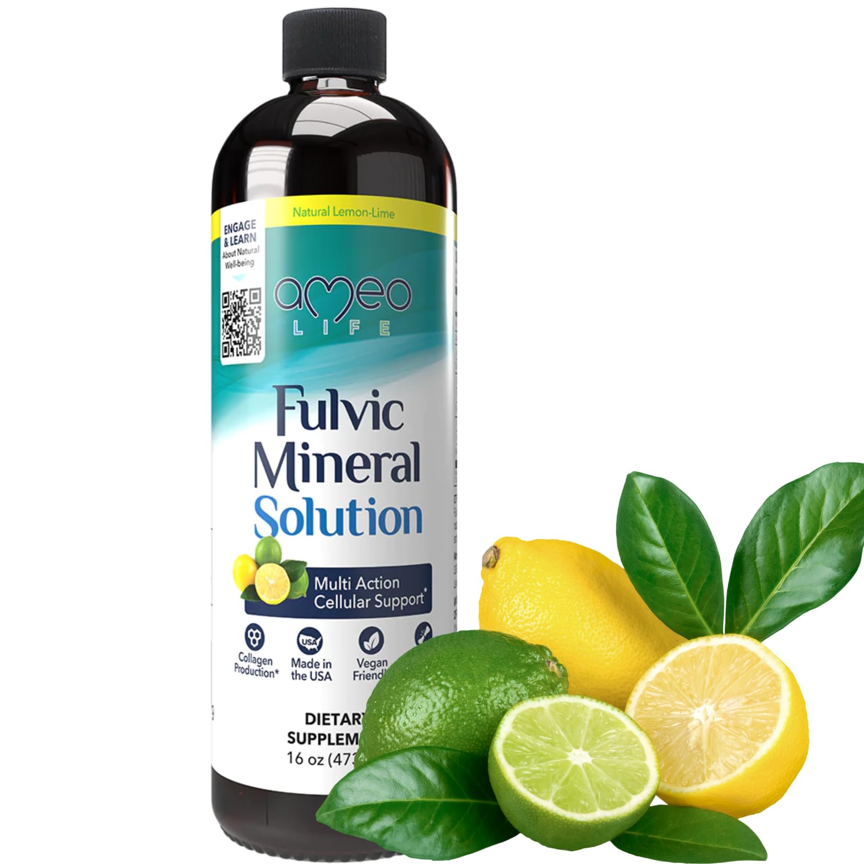 Ameo Life Fulvic Acid & Mineral Complex – Cellular Support, Detox, Collagen Boost – Promotes Skin, Hair, Nail Growth & Energy – Vegan, Gluten-Free, Non-GMO, Made in the USA -16 OZ Ameo Life Au supplements